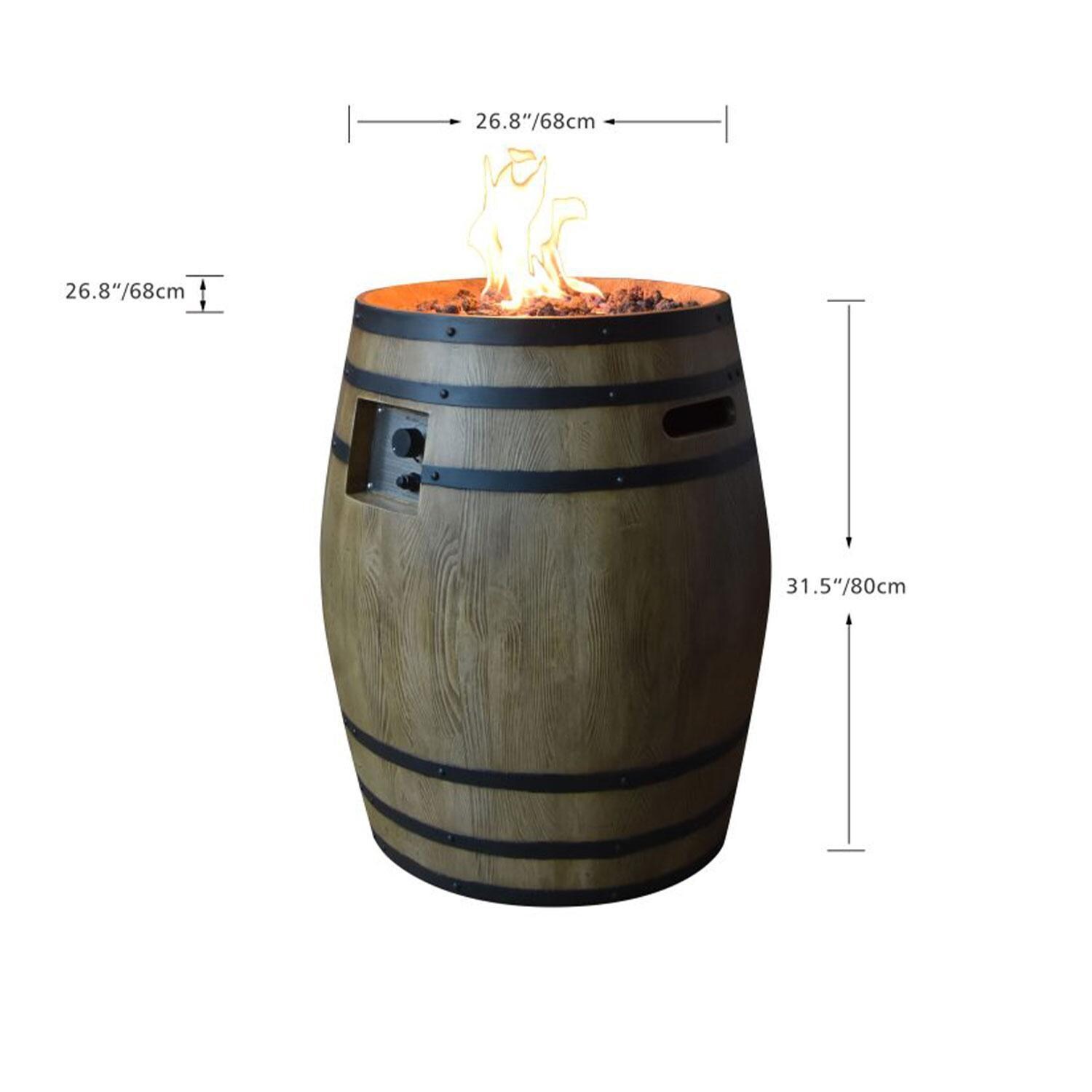 Elementi Napa 27-Inch Propane Barrel Fire Pit - OFG615-LP - Diagram - Dimensional thumbnail