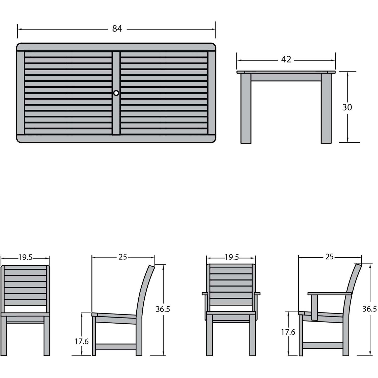 Elm Pointe 7 Pc Recycled Plastic Dining Set In Federal Blue by Lakeview - Dimensional thumbnail
