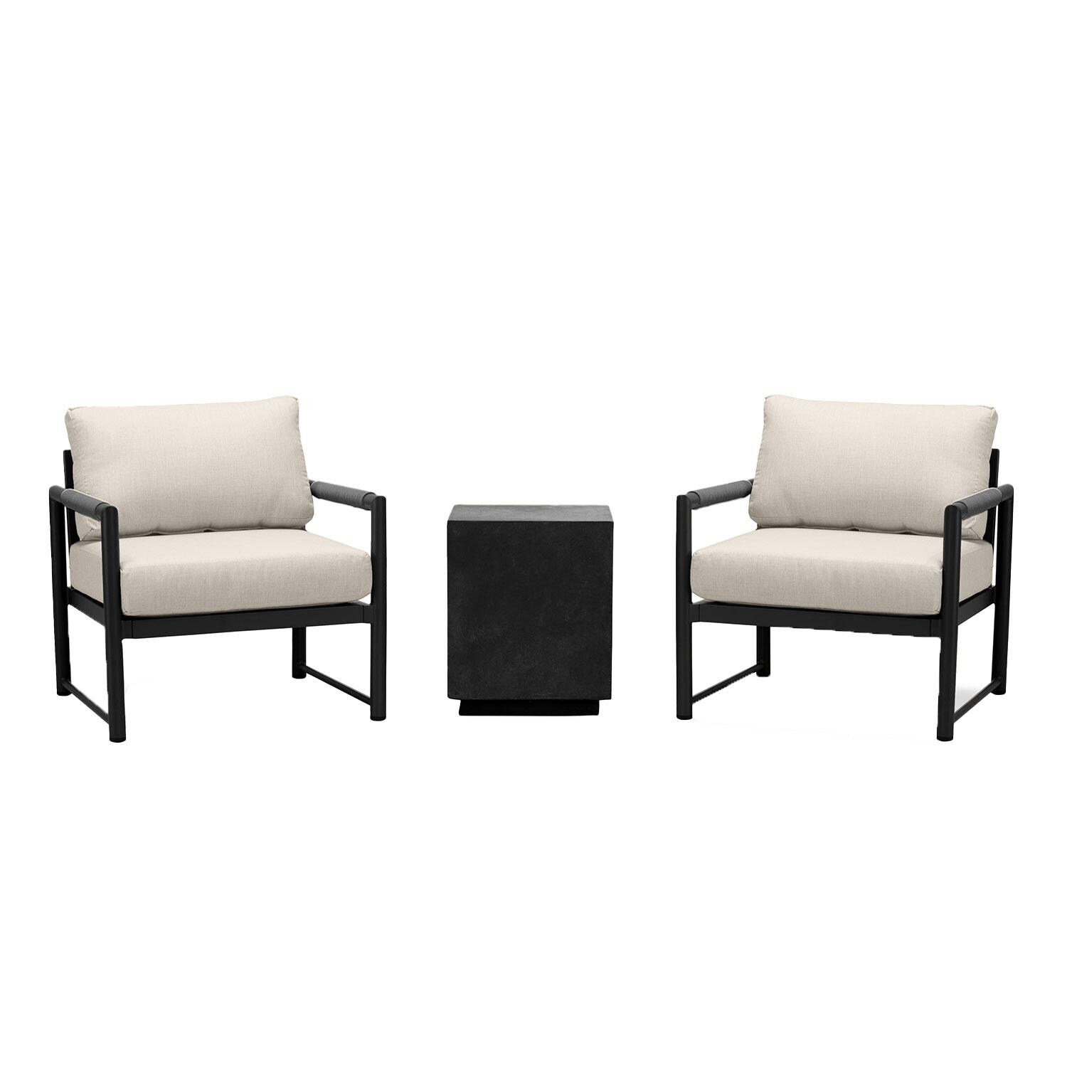Lakeview AVEBAY-BK-CO-SET104-CF Avenue Bay Black/Carbon 3 Pc Chat Set - Canvas Flax - Display - White Background thumbnail