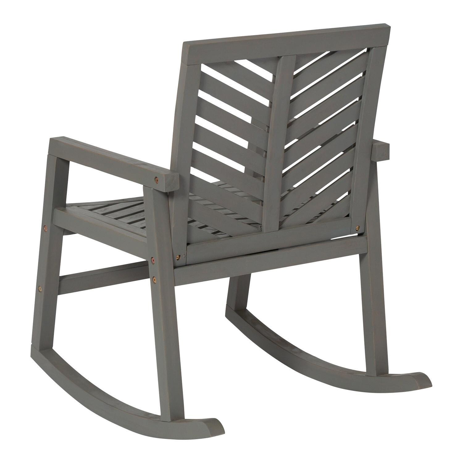 Ultimate Patio Wishlake Acacia Patio Rocking Chair - Gray Wash - Rear View thumbnail