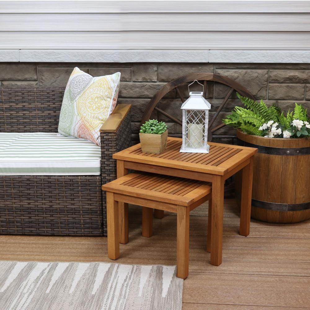 Sunnydaze Decor Meranti Wood Outdoor Nesting Side Tables - FRN-294 image