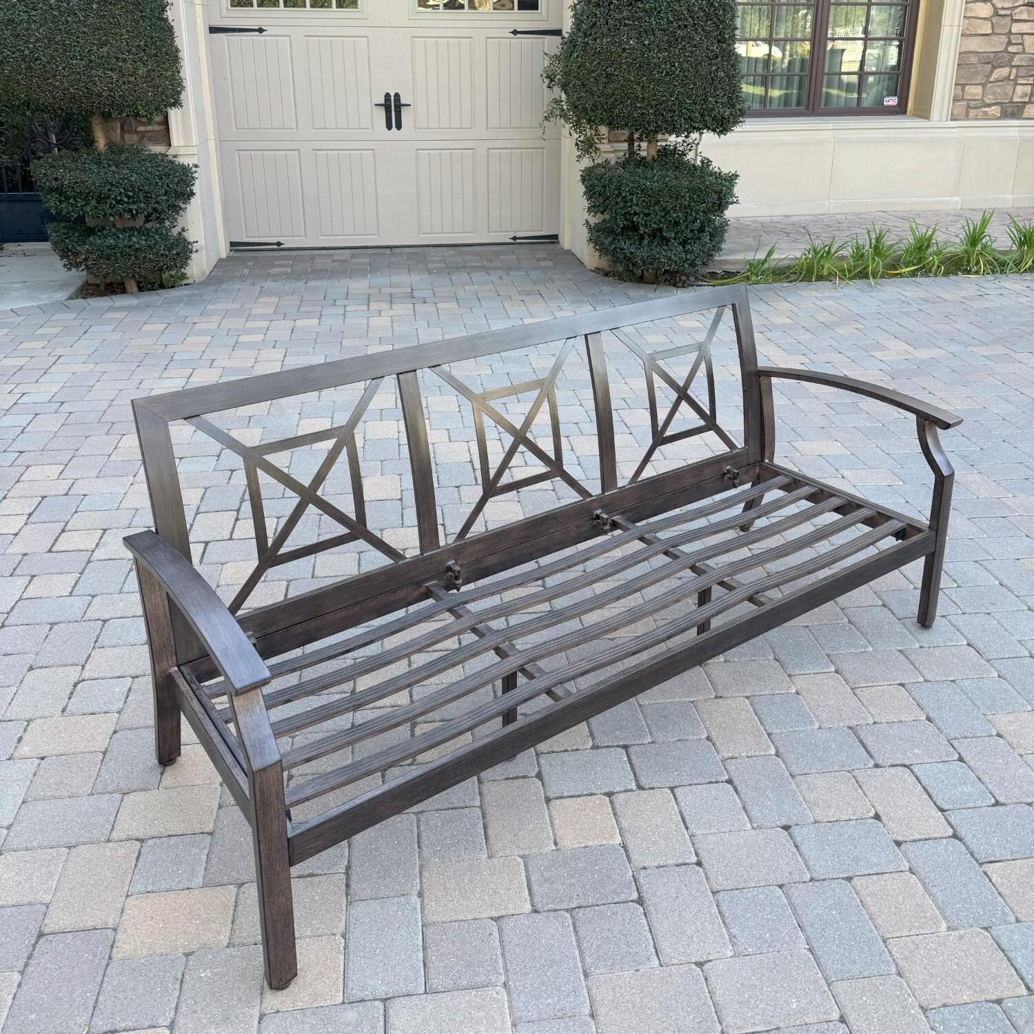 Atlantis Aluminum Sofa in Walnut/Beige by Darlee - Sofa w/o Cushion - Lifestyle thumbnail