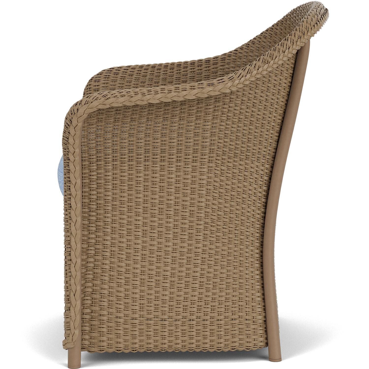 Lloyd Flanders Weekend Retreat Dining Armchair in Fawn Finish W/ Demo Skyway Fabric - Side thumbnail