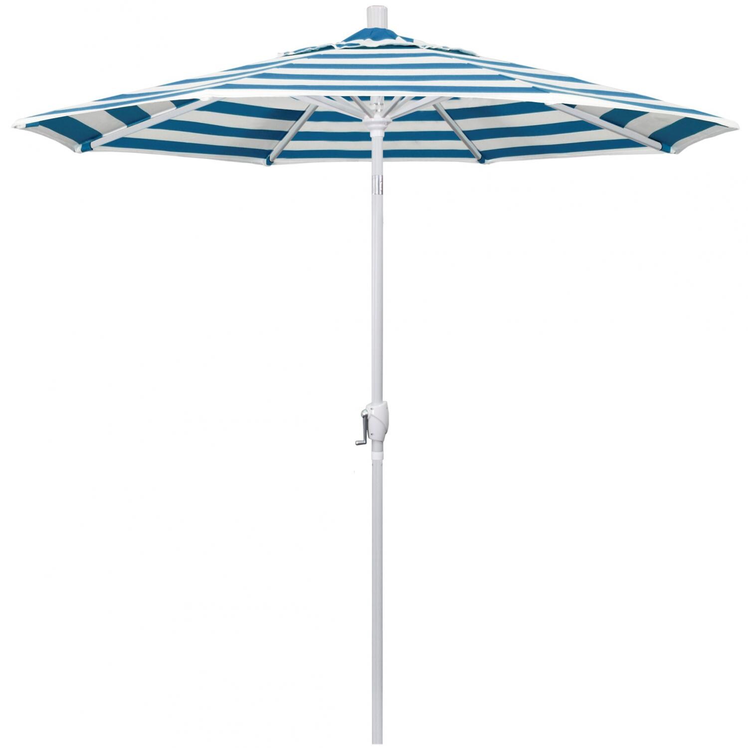 California Umbrella Pacific Trail Series 7.5 Ft Octagonal Aluminum Push Button Tilt Patio Umbrella W/ Crank Lift - Matted White Frame / Sunbrella Cabana Regatta Canopy thumbnail