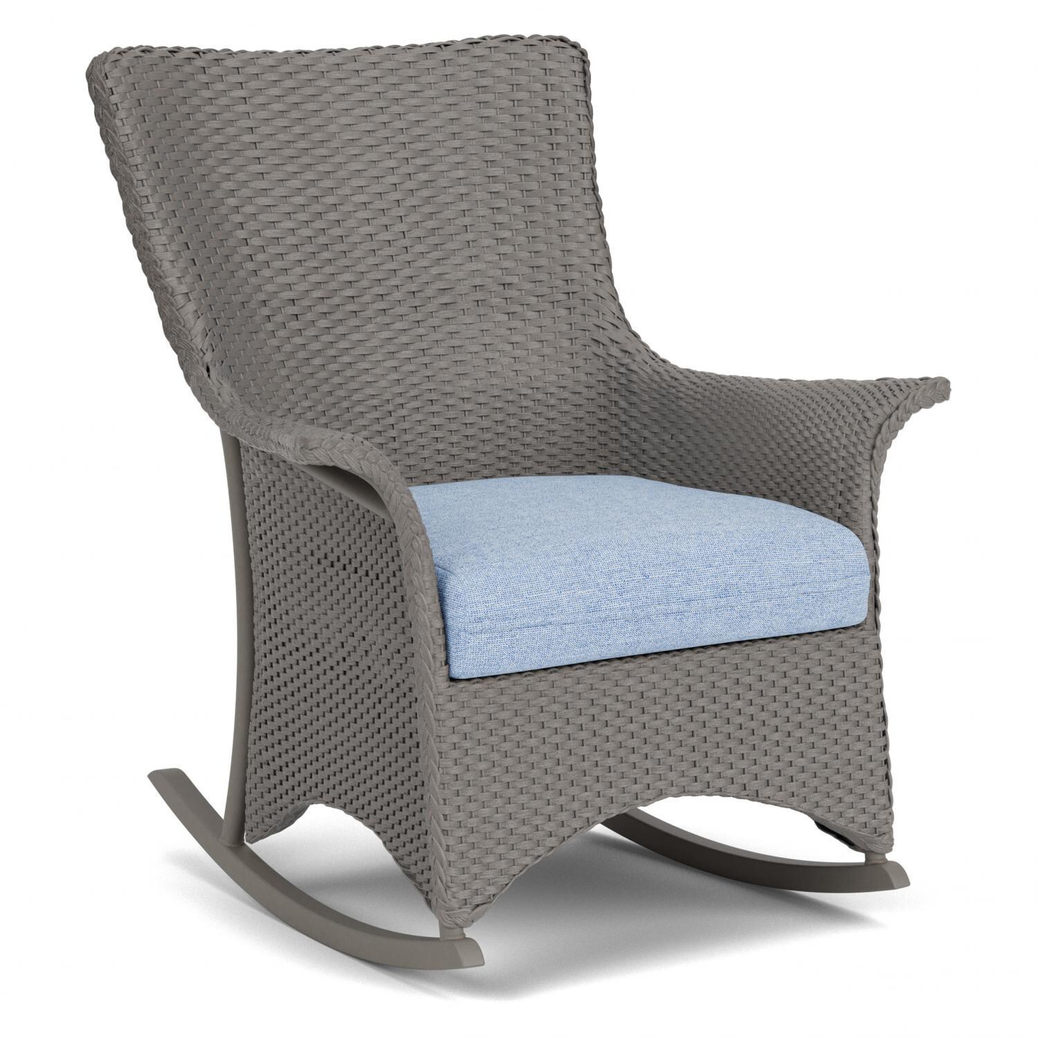 Lloyd Flanders Mandalay Porch Rocker in Pewter Finish with Demo Skyway fabric - Angled thumbnail