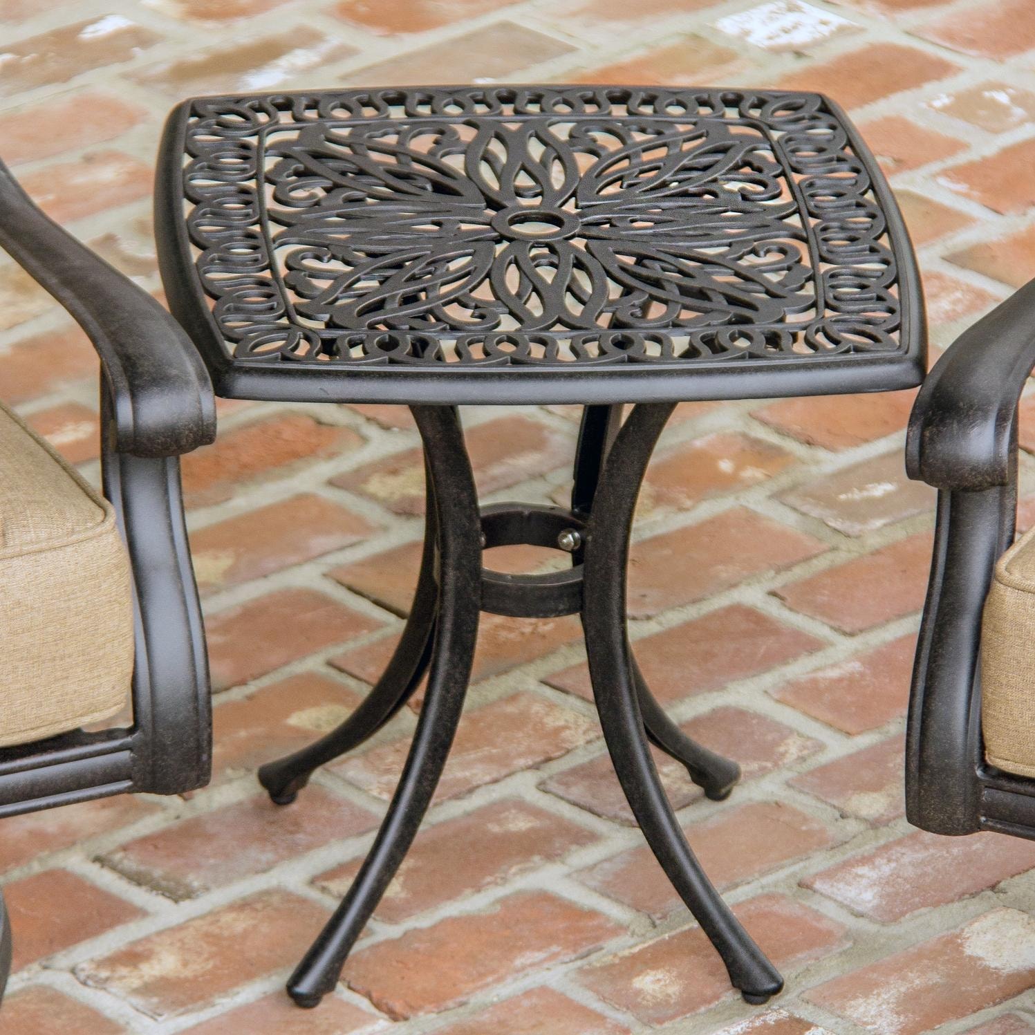 Rosedown Square Cast Aluminum Patio End Table By Lakeview Outdoor