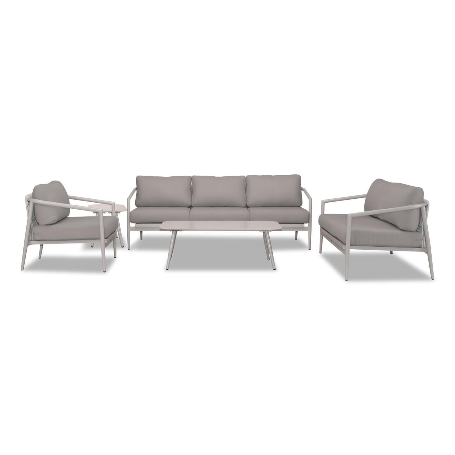 Lakeview Midnight Cove 5 Pc Aluminum Sofa Seating Set in Urban Stone/Canvas Charcoal - White Background thumbnail