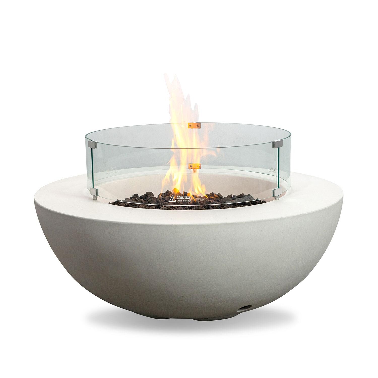 Glenwood 42-in Round Concrete Natural Gas Fire Pit w/ Push Button Ignition in White by Lakeview Outdoor Designs - White Background thumbnail