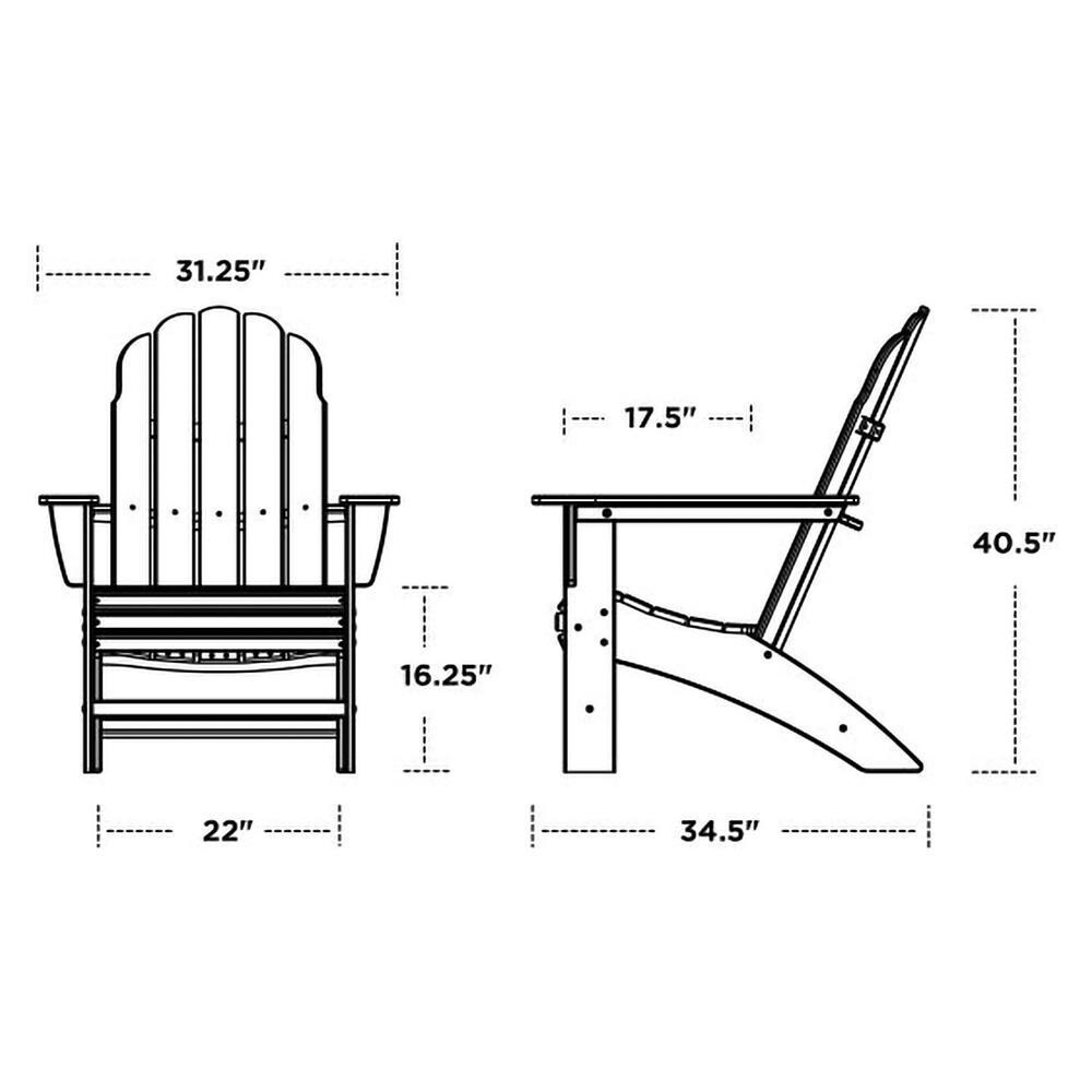 POLYWOOD Vineyard Curveback Adirondack Chair - Sand - Dimensions