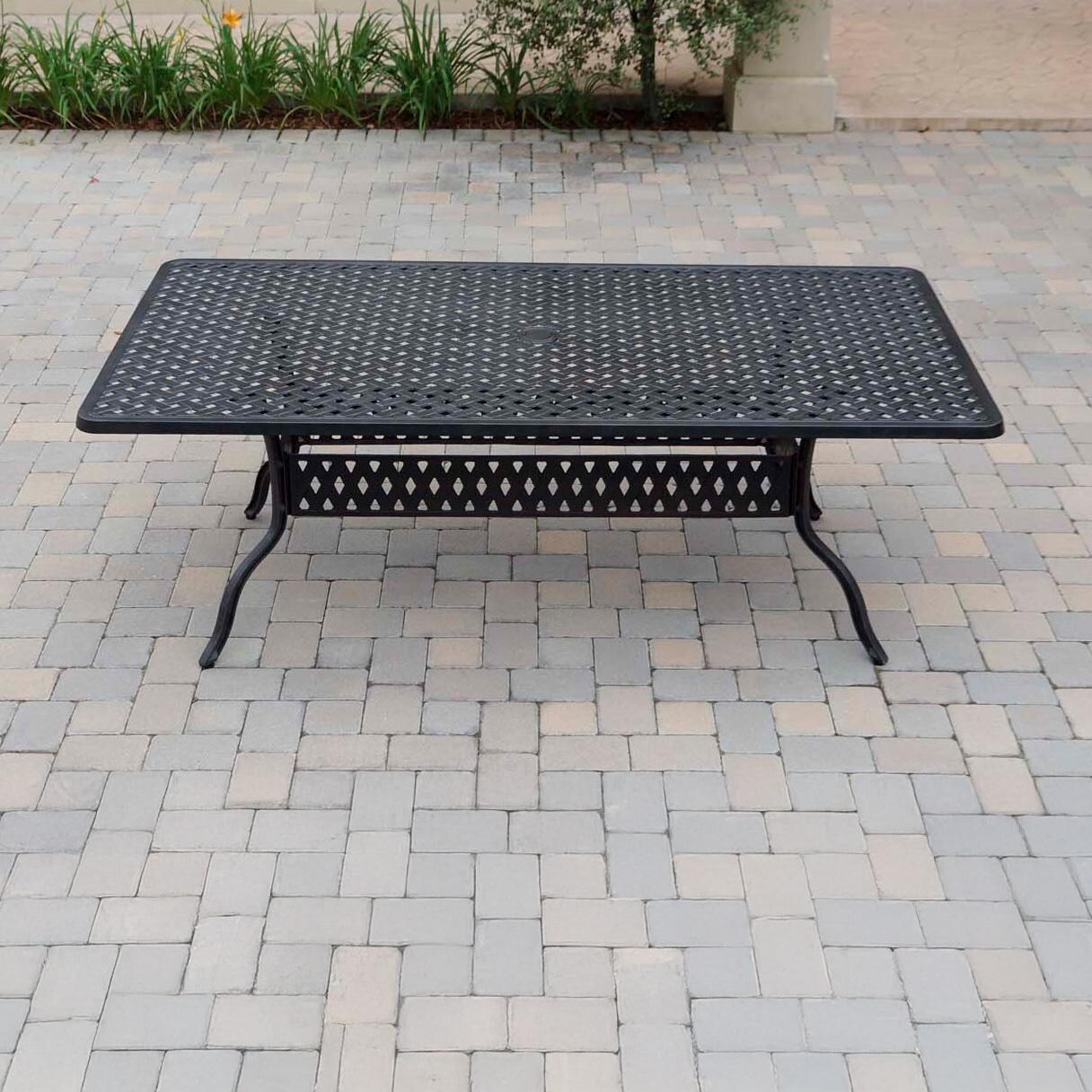 Palm Springs 9 Pc Aluminum Dining Set w/ 88" x 42" Rectangular Dining Table in Antique Bronze/Navy by Darlee - Table - Lifestyle thumbnail