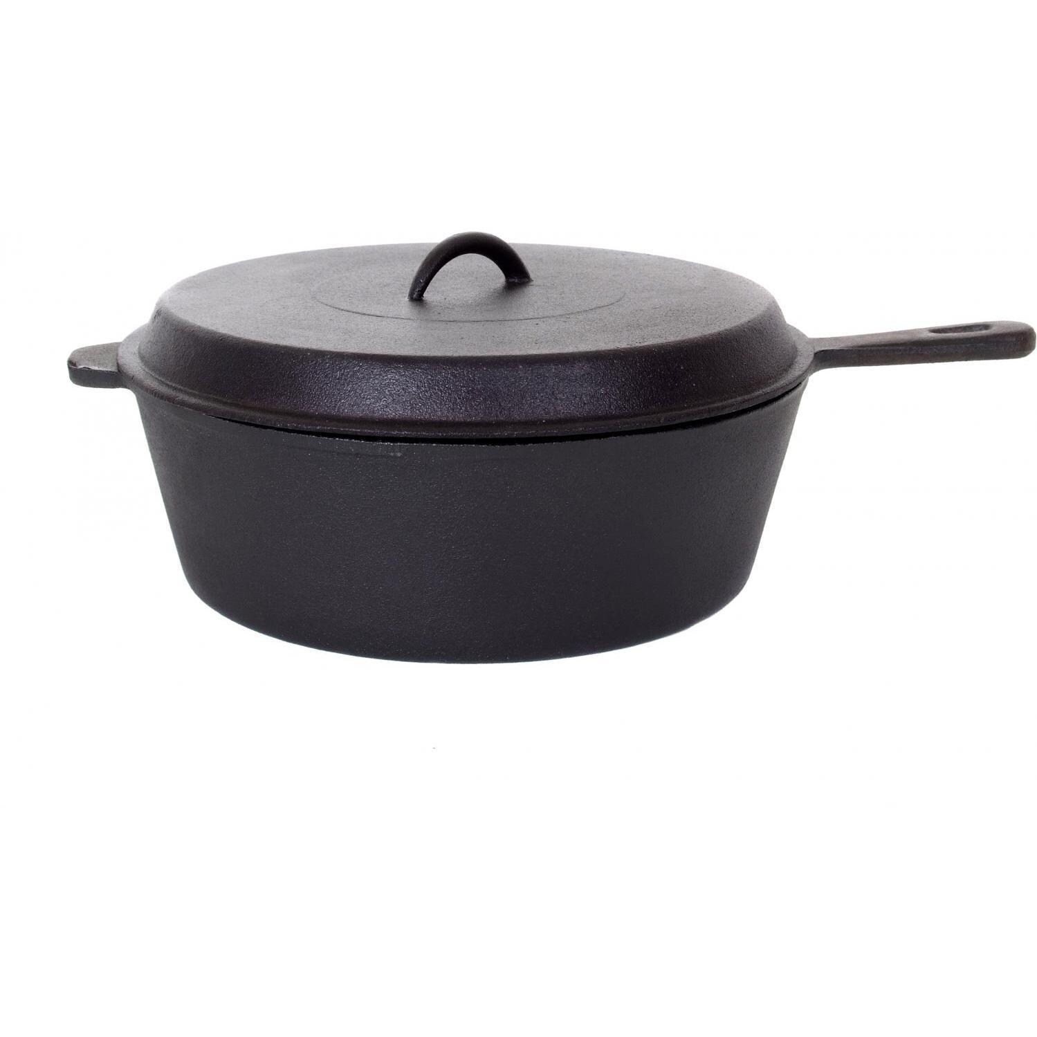 Cajun Cookware 12 Quart Seasoned Cast Iron Chicken Fryer With Basket - Fryer Closed View thumbnail