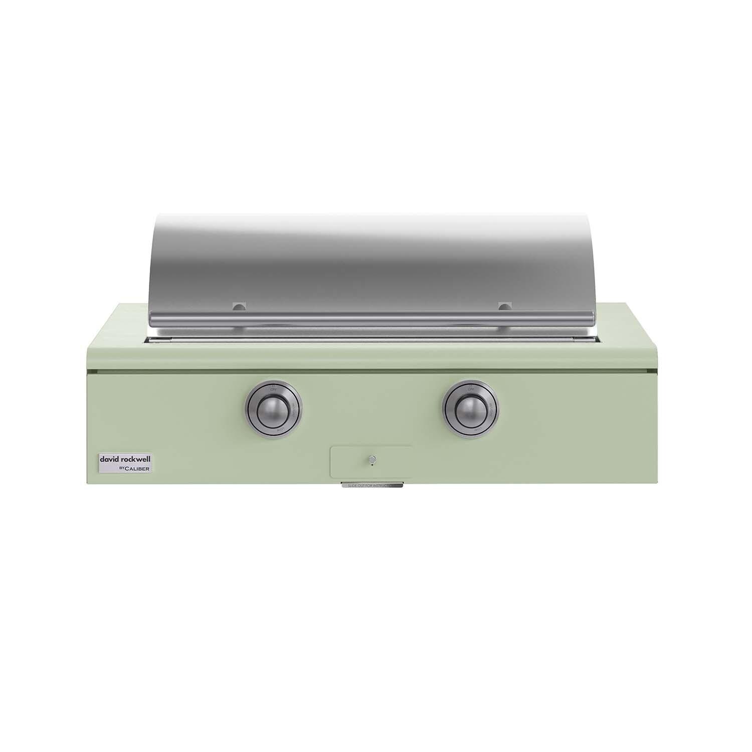 Caliber CRG-42BN00-A-129-H04 42-in Natural Gas Built-In Rockwell Grill - Sage w/ Stainless Steel Hardware - Lid Closed - White Background thumbnail