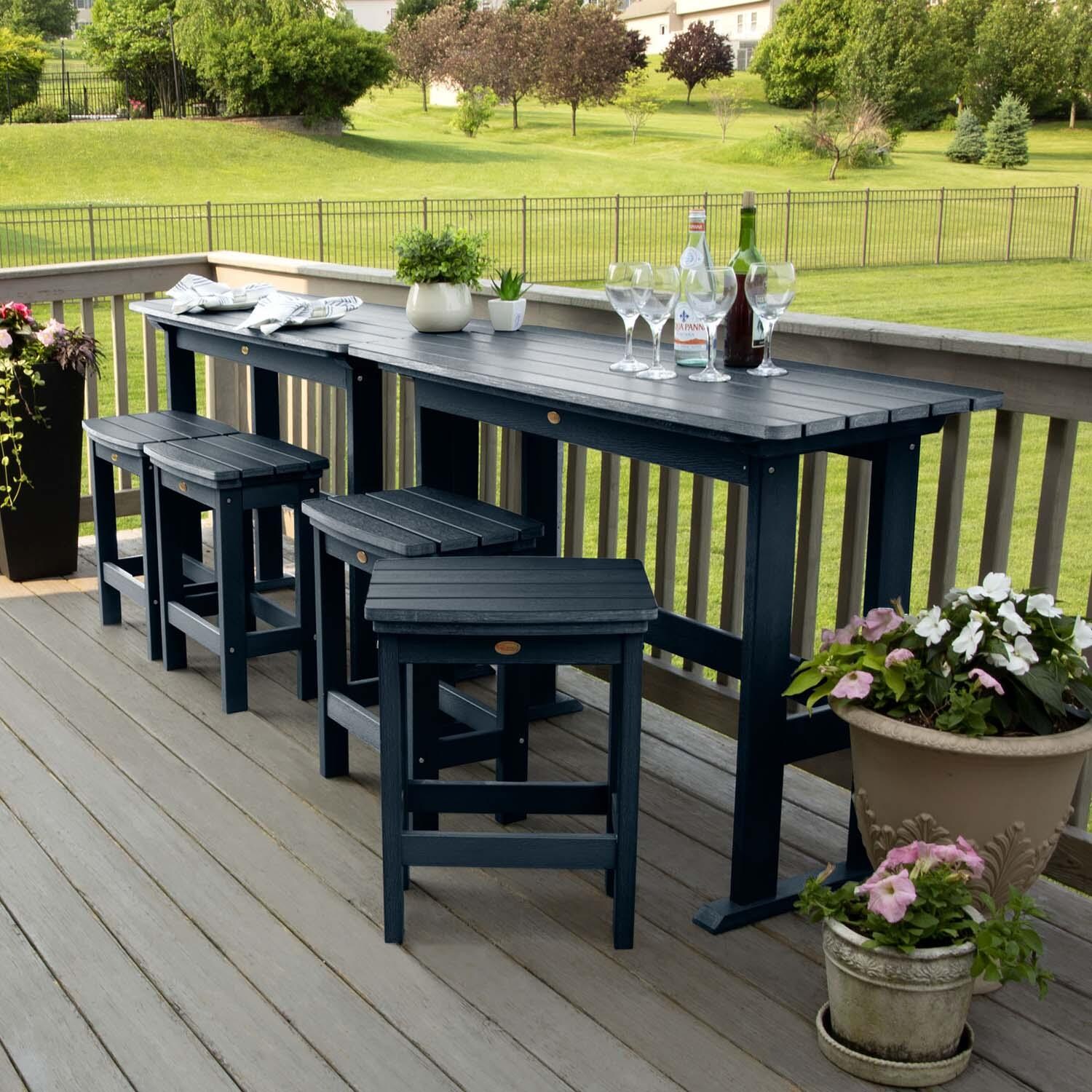 Hart Lane 6 Pc Recycled Plastic Counter Height Dining Set in Federal Blue By Lakeview - Tables Against Railing - Lifestyle thumbnail