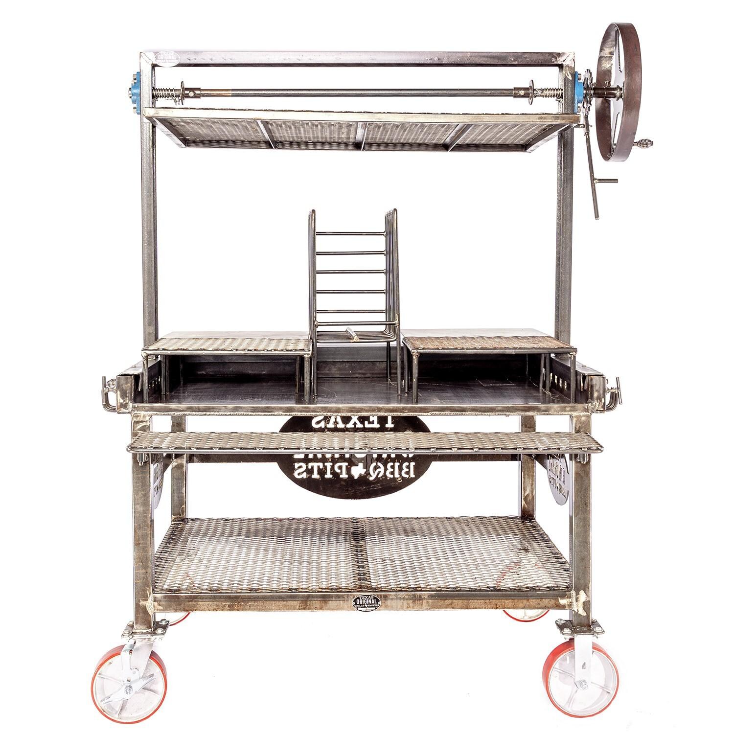 Texas Original Pits SM GRILL ATT Santa Maria Grill Attachment For Laredo Basic Live Fire Table (Live Fire Table Not Included) - Platform Raised - Rear View thumbnail