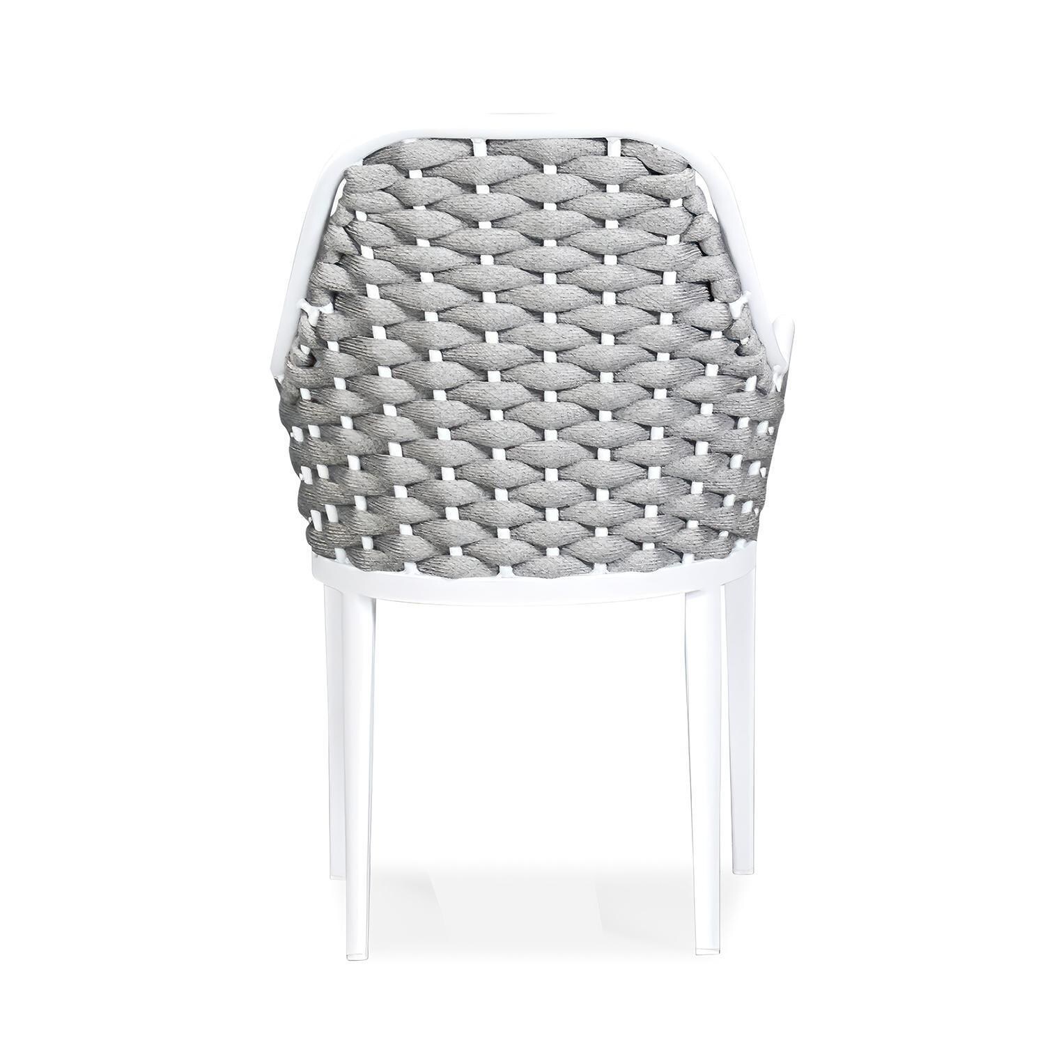 Chloe Bay Aluminum Dining Arm Chair in White by Lakeview - Back View - White Background thumbnail