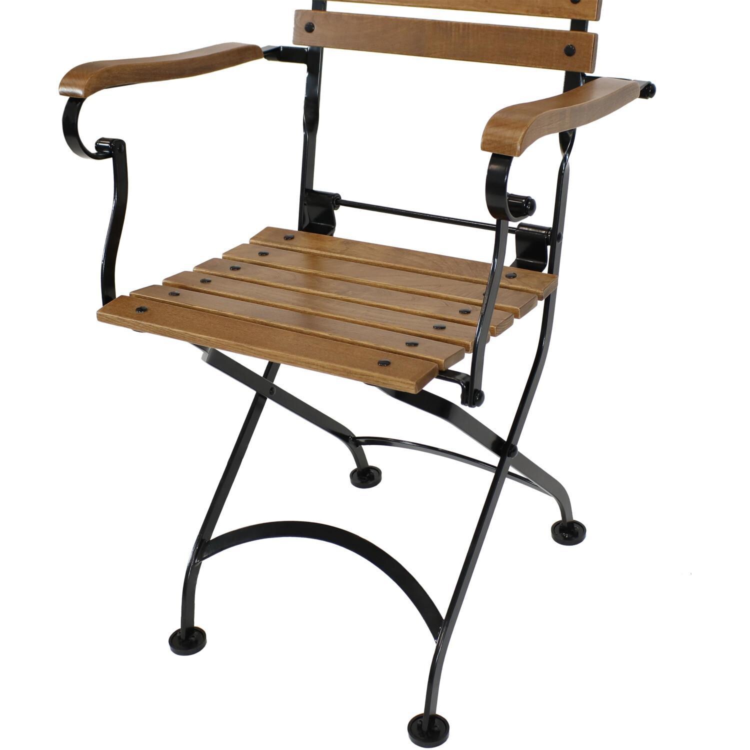 Ultimate Patio 2 Piece Essential European Chestnut Wooden Folding Bistro Armchair Set - Seat Close-up thumbnail