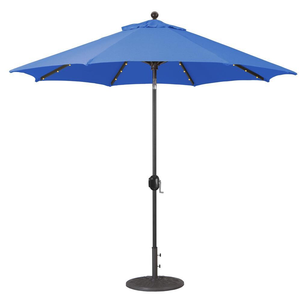 Galtech 9 Ft. Octagonal Aluminum Patio Umbrella W/ Crank Lift & Auto Tilt - Antique Bronze Frame W/ Pacific Blue Sunbrella Fabric (Shown In Black Finish, Umbrella Base Not Included) thumbnail