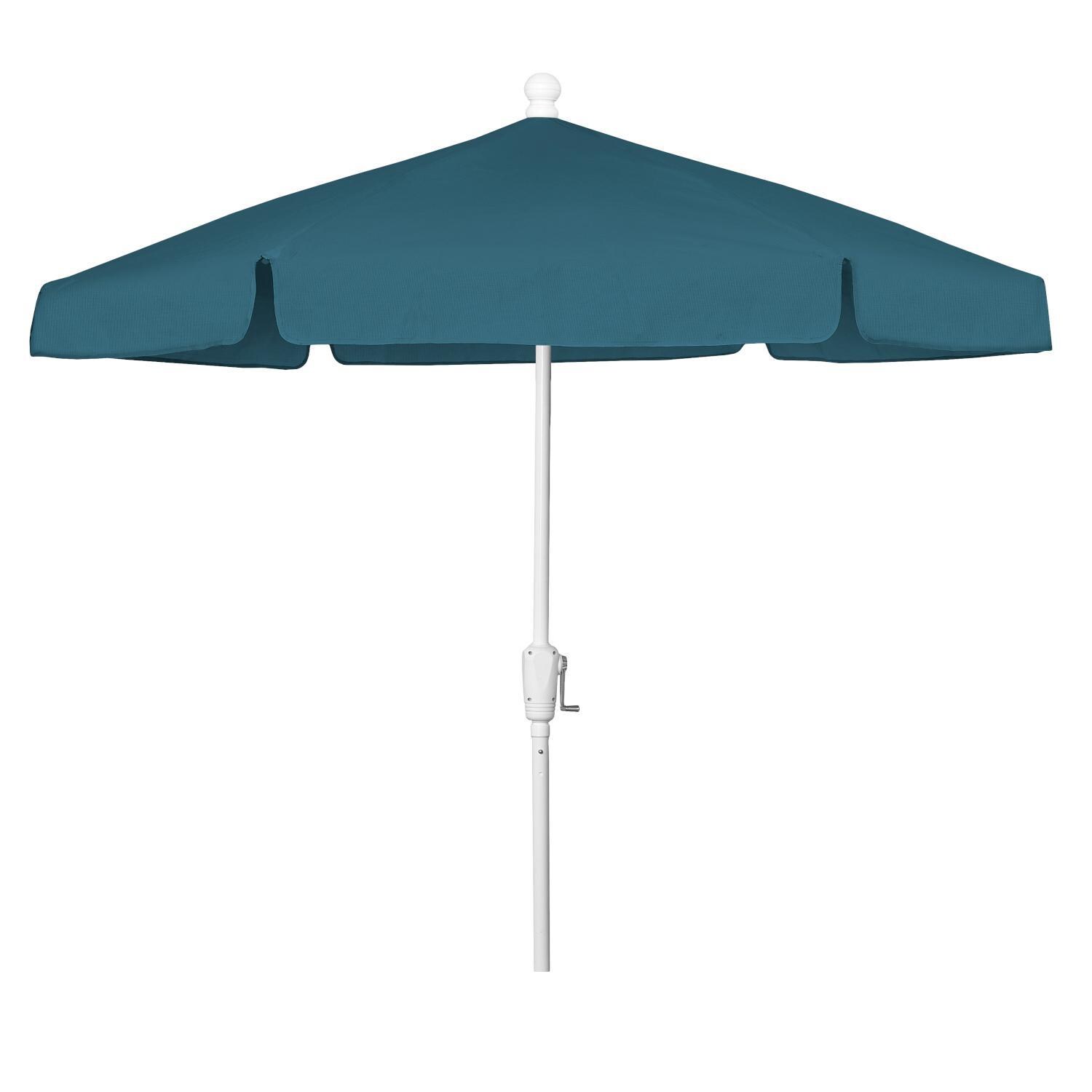 FiberBuilt 7.5 Ft Aluminum Market Patio Umbrella With Crank Lift - Teal thumbnail