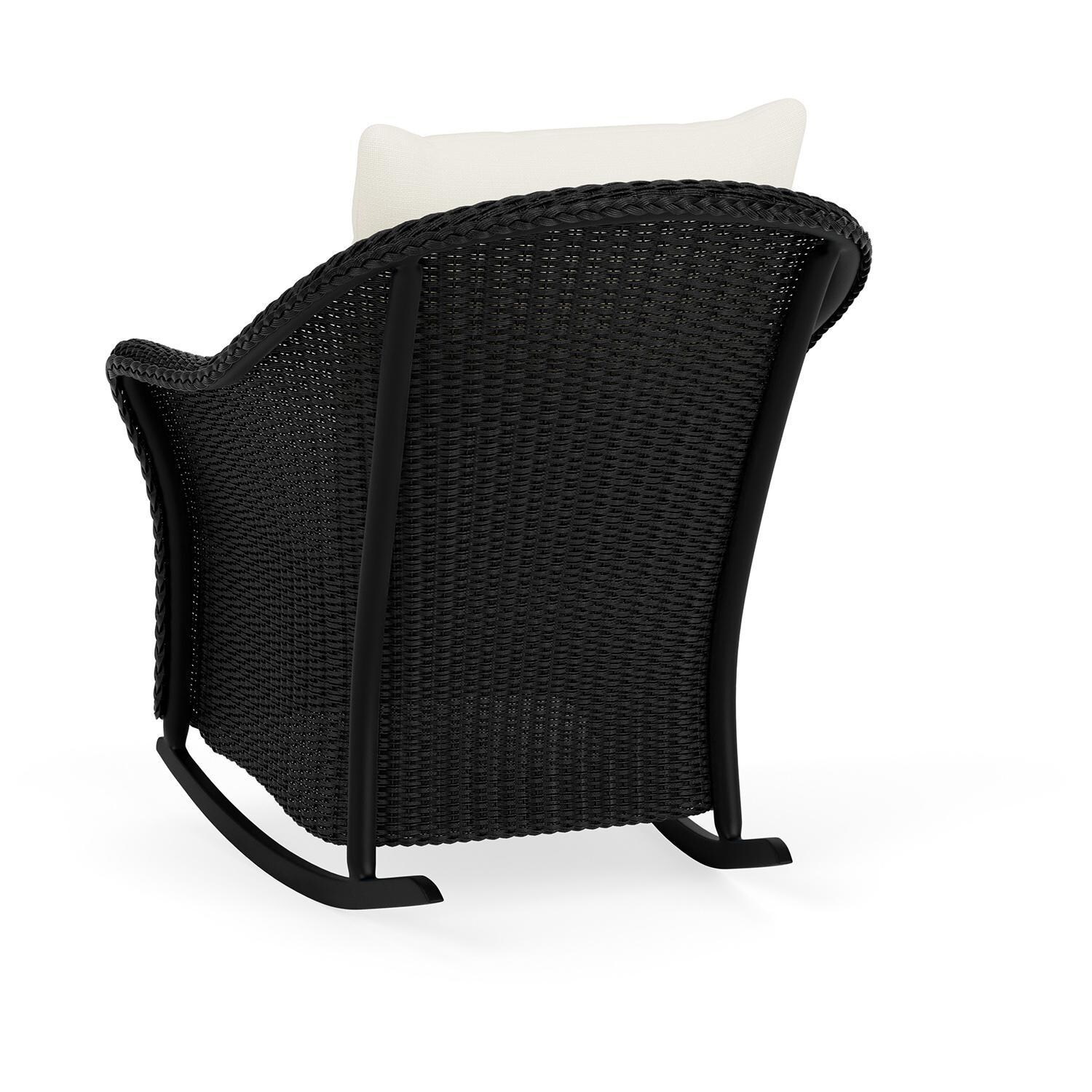 Lloyd Flanders Weekend Retreat Lounge Rocker in Ebony Finish W/ Sailcloth Salt Fabric - Back Left thumbnail