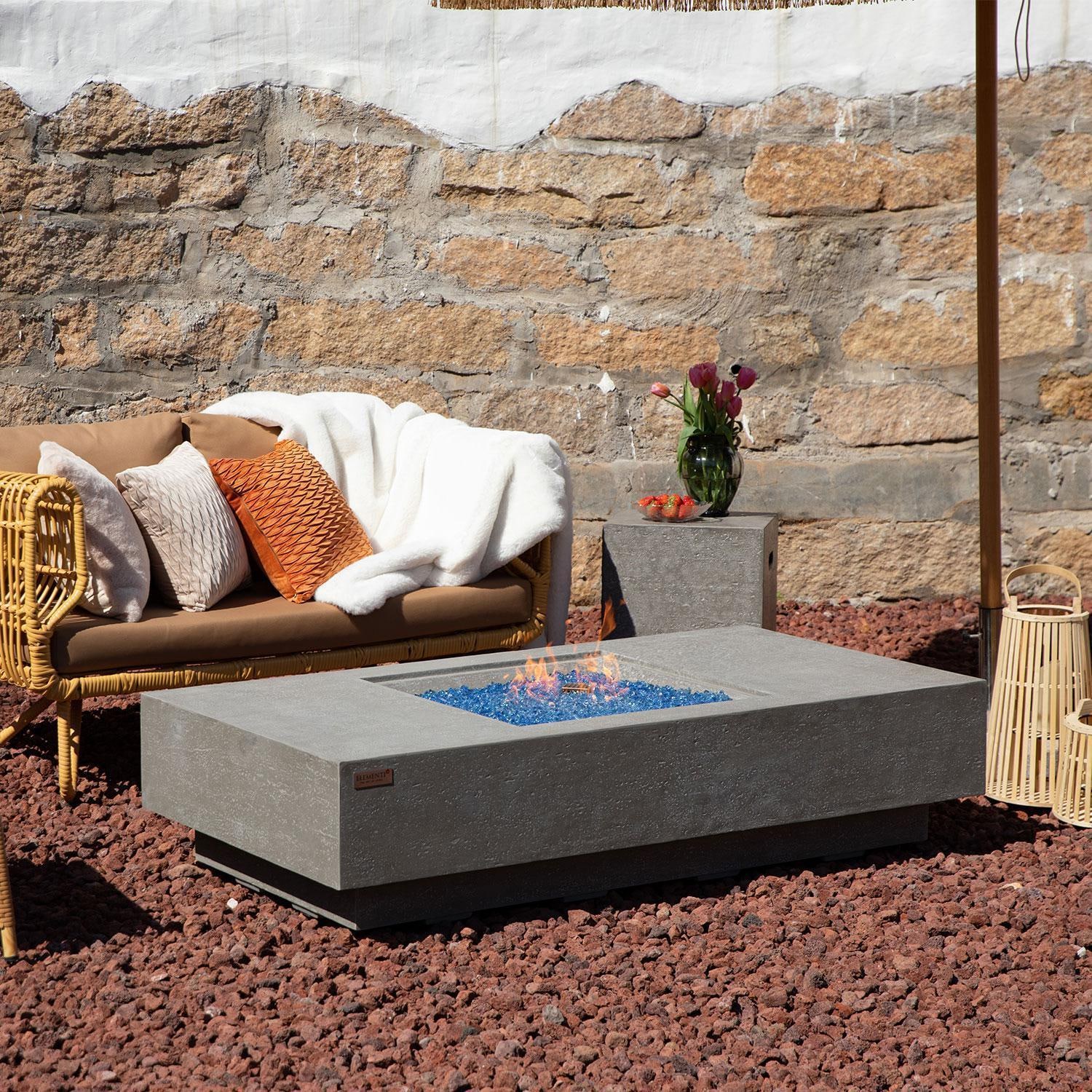 Monte Carlo 60-in Rectangular Concrete Natural Gas Fire Pit in Gray by Elementi
