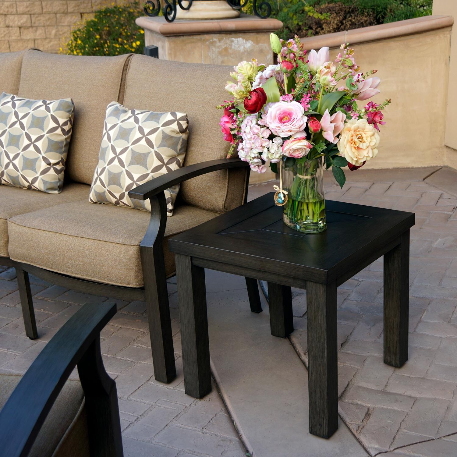 Darlee Brooklyn 21-Inch Aluminum Patio Square End Table - Lifestyle thumbnail