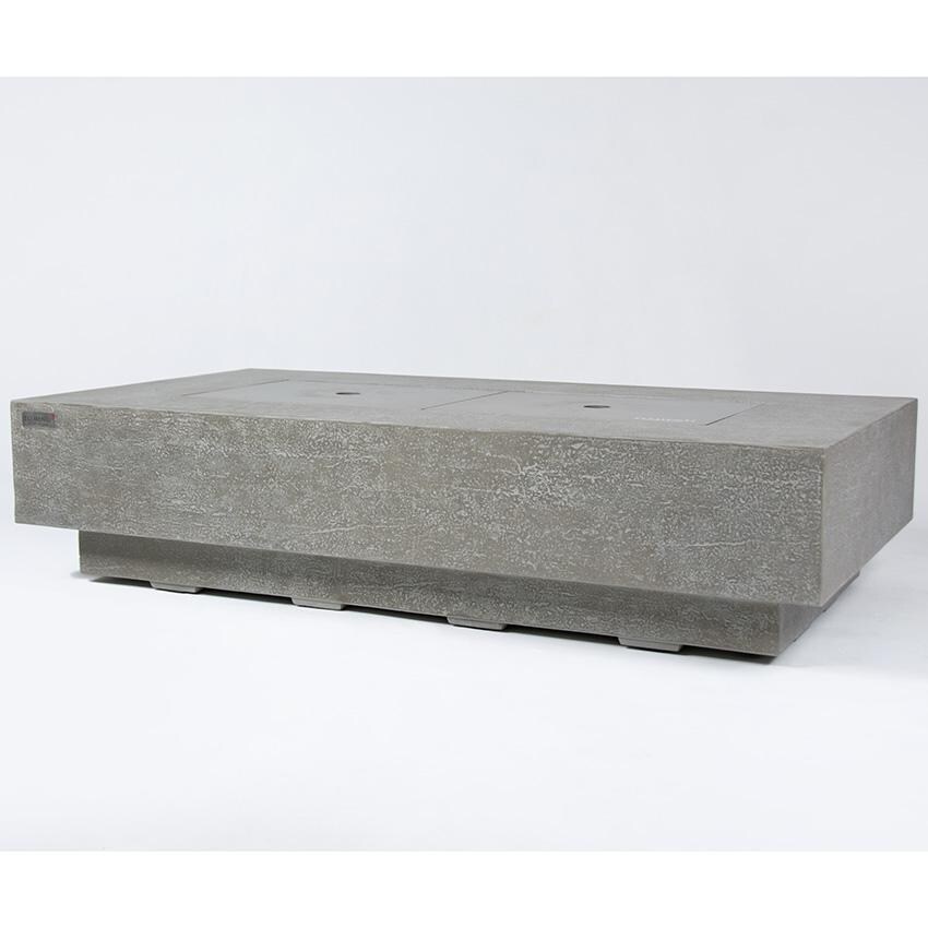 Elementi Riviera OFG415LG-NG 60-Inch Natural Gas Light Gray Fire Pit Table - Side View Covered With Aluminum Lid thumbnail