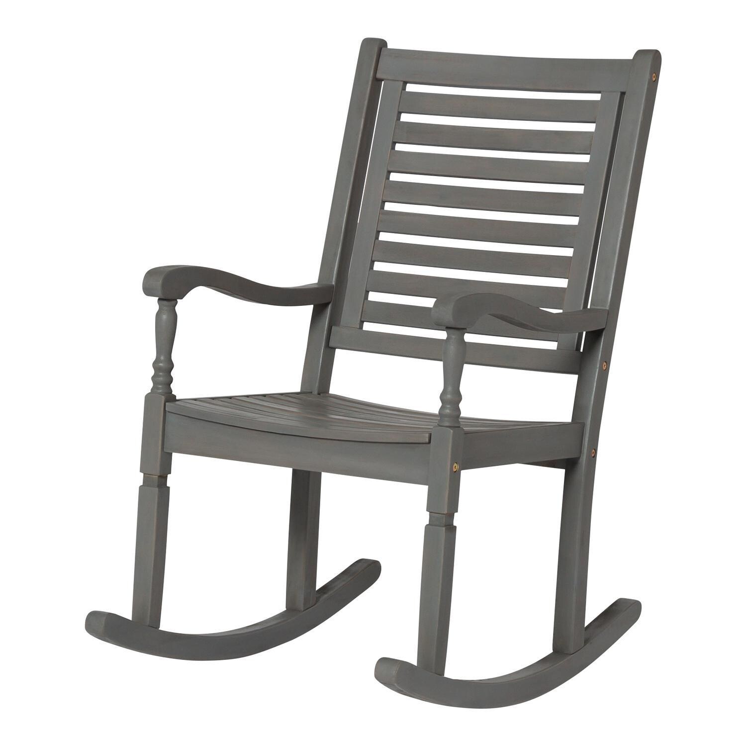 Ultimate Patio Horizon Way Acacia Patio Rocking Chair - Gray Wash - Right Side Angled View thumbnail