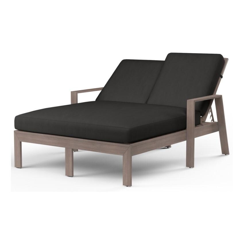 Laguna Aluminum Double Chaise Lounge w/ No Welt in Driftwood/Spectrum Carbon by Sunset West - White Background thumbnail