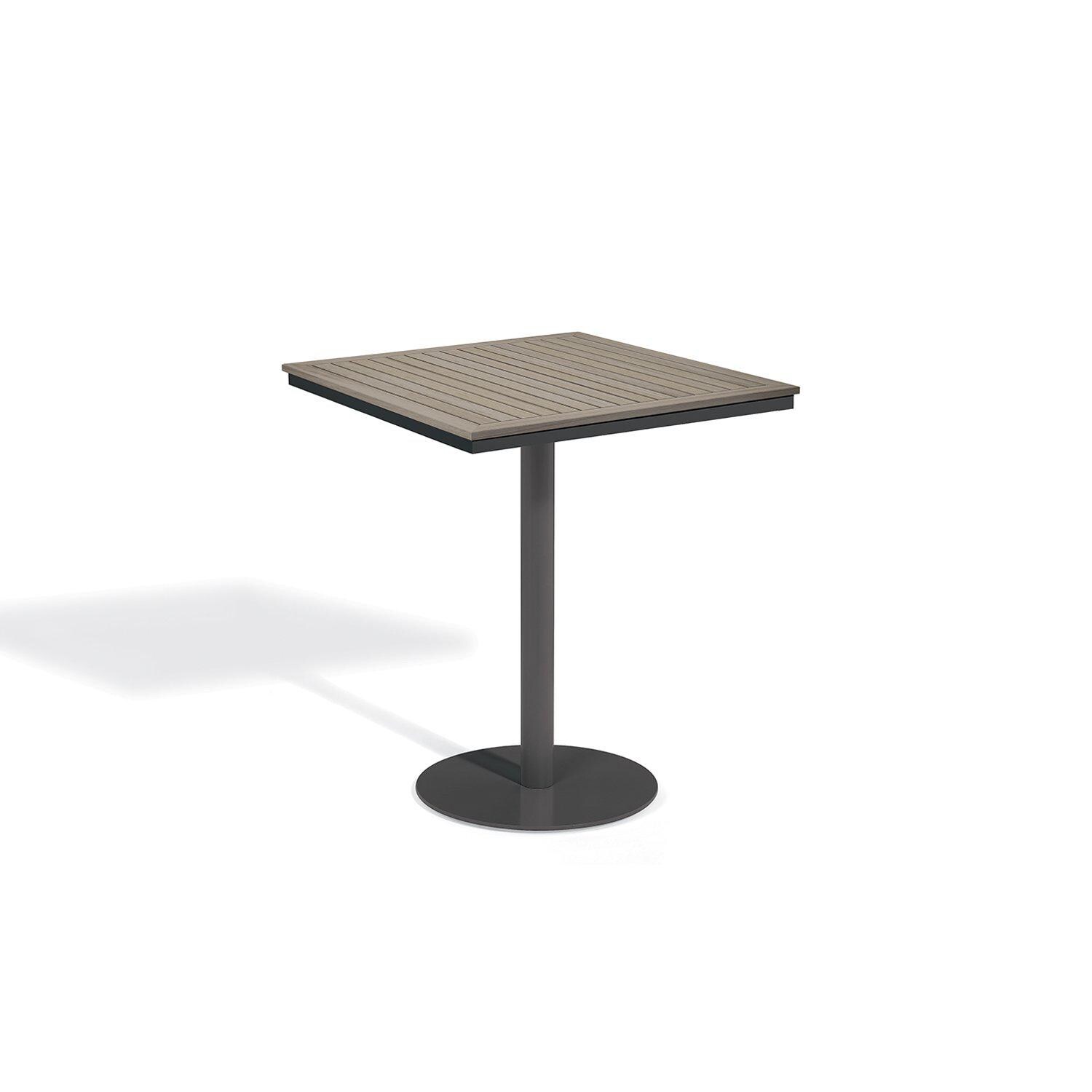 Oxford Garden Travira 38-Inch Square Bar Table w/ Carbon Finish and Vintage Tekwood Top