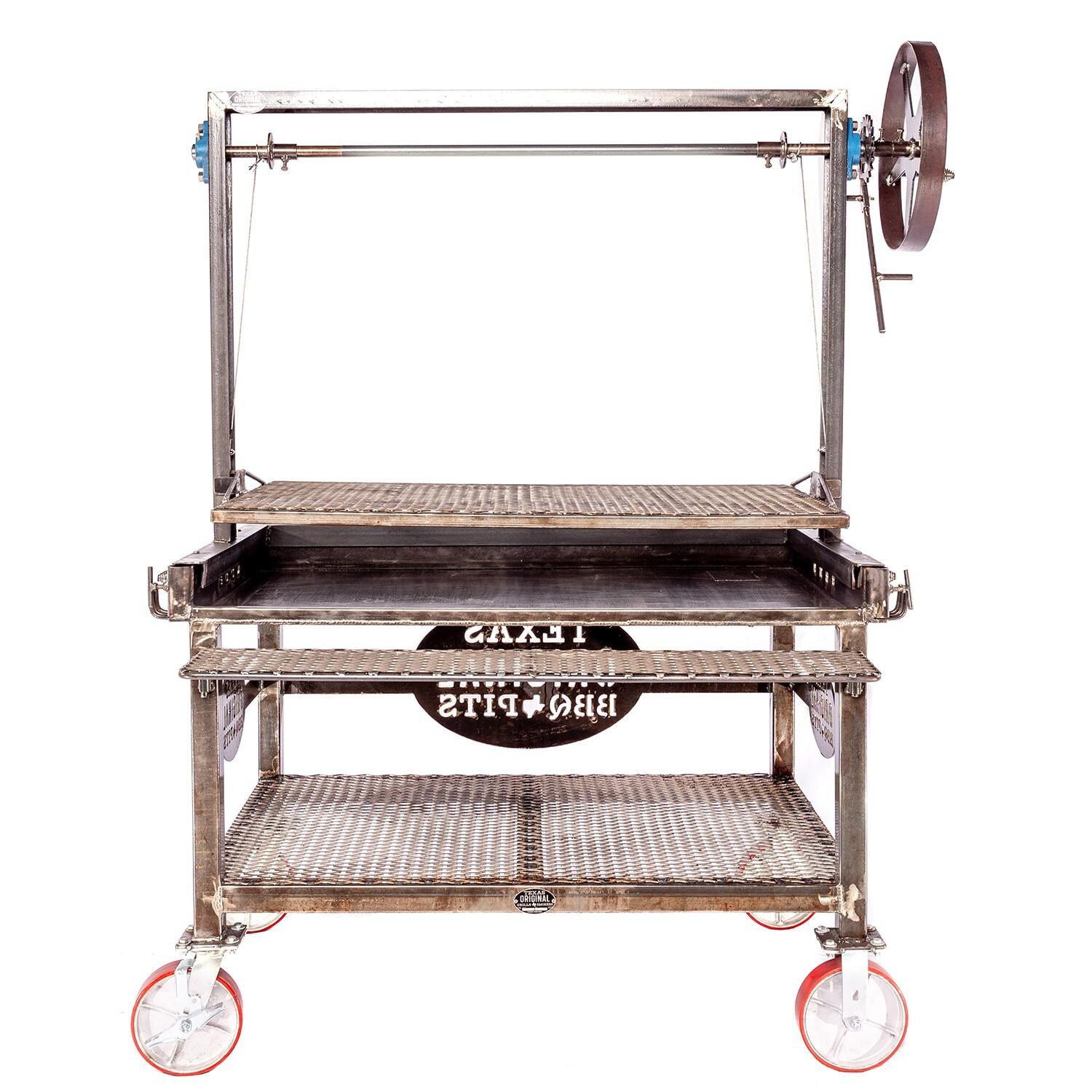 Texas Original Pits SM GRILL ATT Santa Maria Grill Attachment For Laredo Basic Live Fire Table (Live Fire Table Not Included) - Platform Lowered - Rear View thumbnail