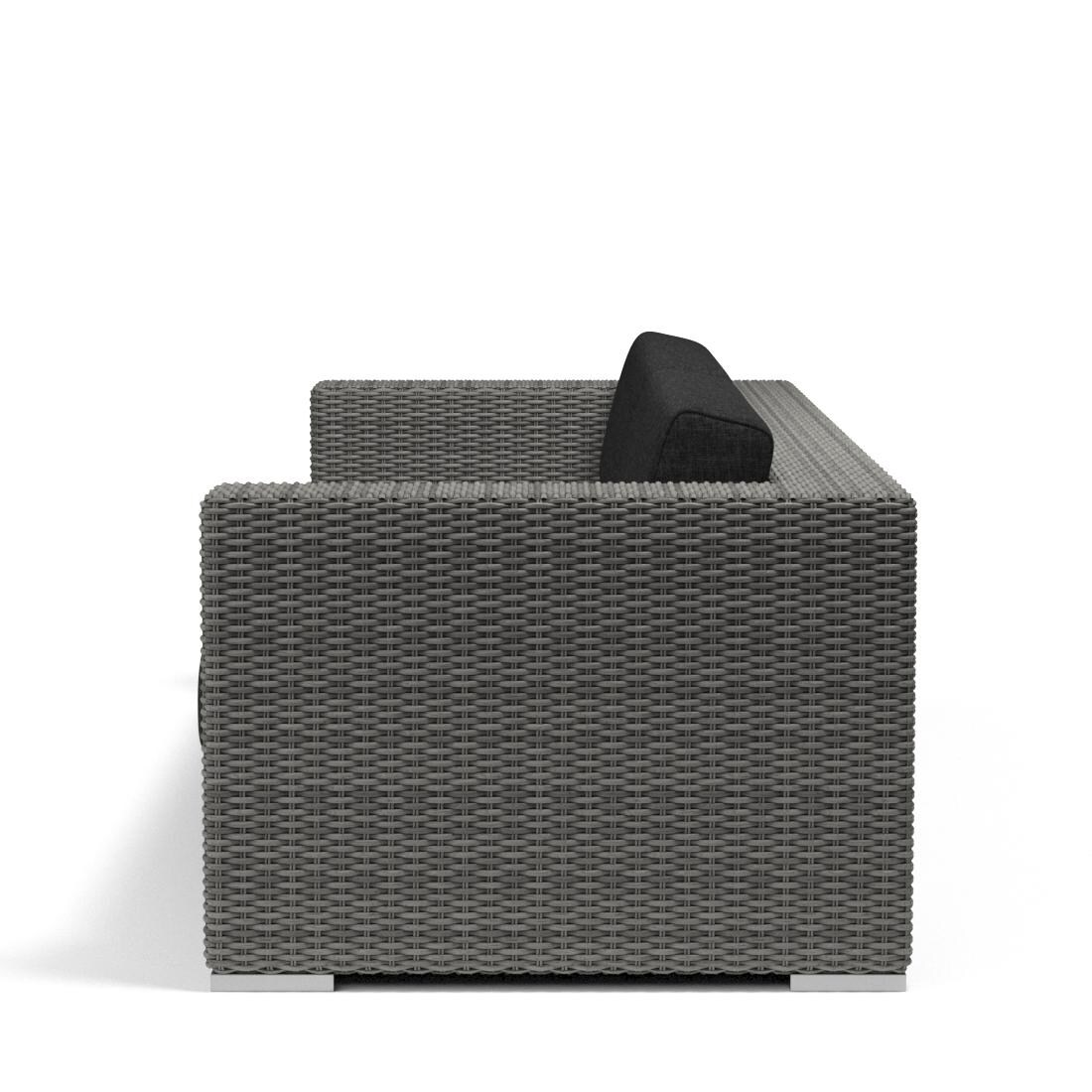 Sunset West - 1802-23-48085 - Emerald II Resin Wicker Patio Sofa W/ Sunbrella Spectrum Carbon Cushions - Side View thumbnail