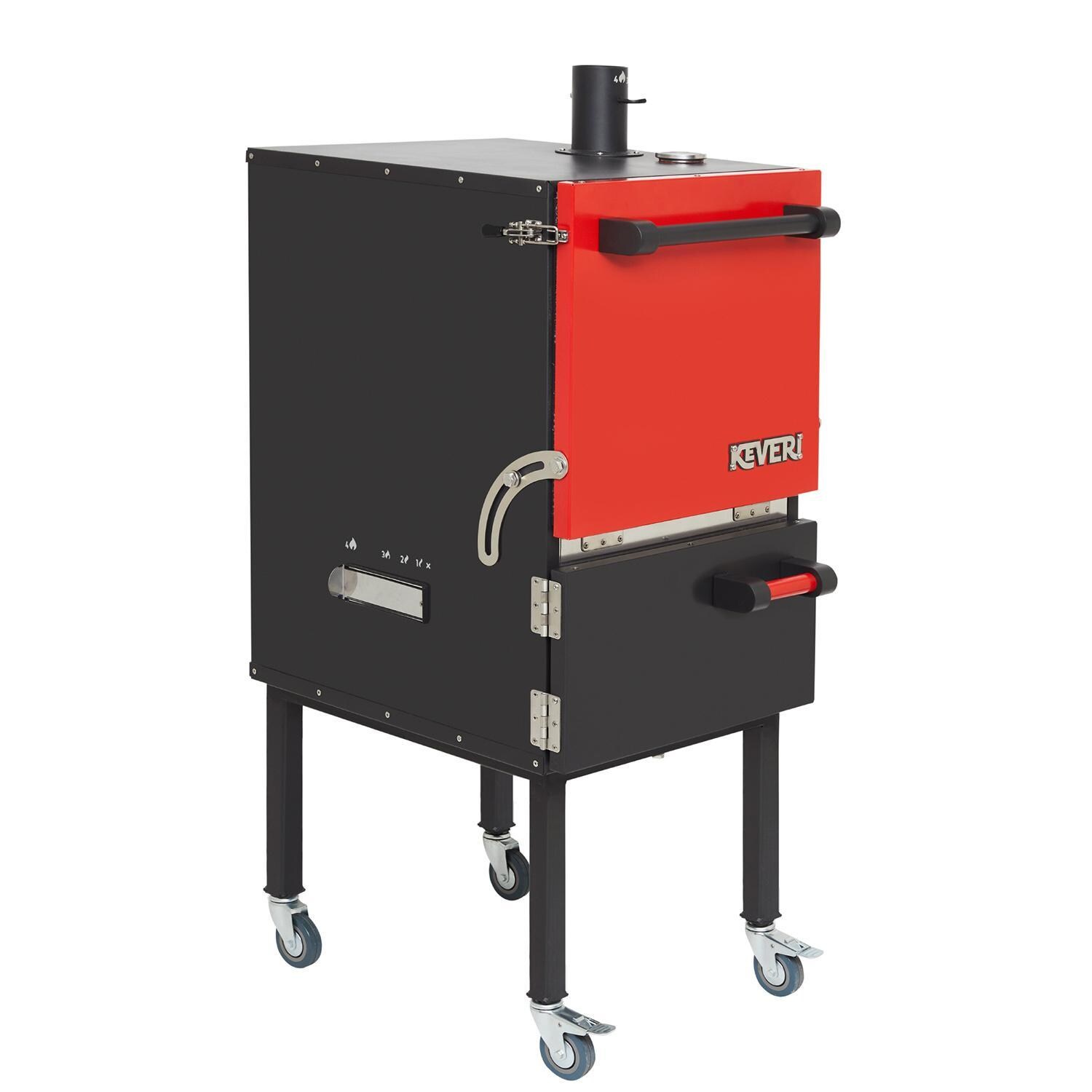Keveri H1 H1MR Vertical Multi-Purpose Charcoal Oven - Medium Rare - Angle - White Background thumbnail