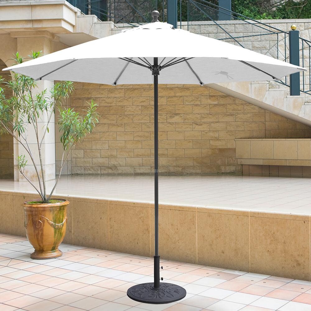 Galtech 9 Ft. Octagonal Bar Height Patio Umbrella W/ Manual Lift - Lifestyle View - Shown In Black Finish W/ Canvas Sunbrella Fabric (Umbrella Base Not Included)