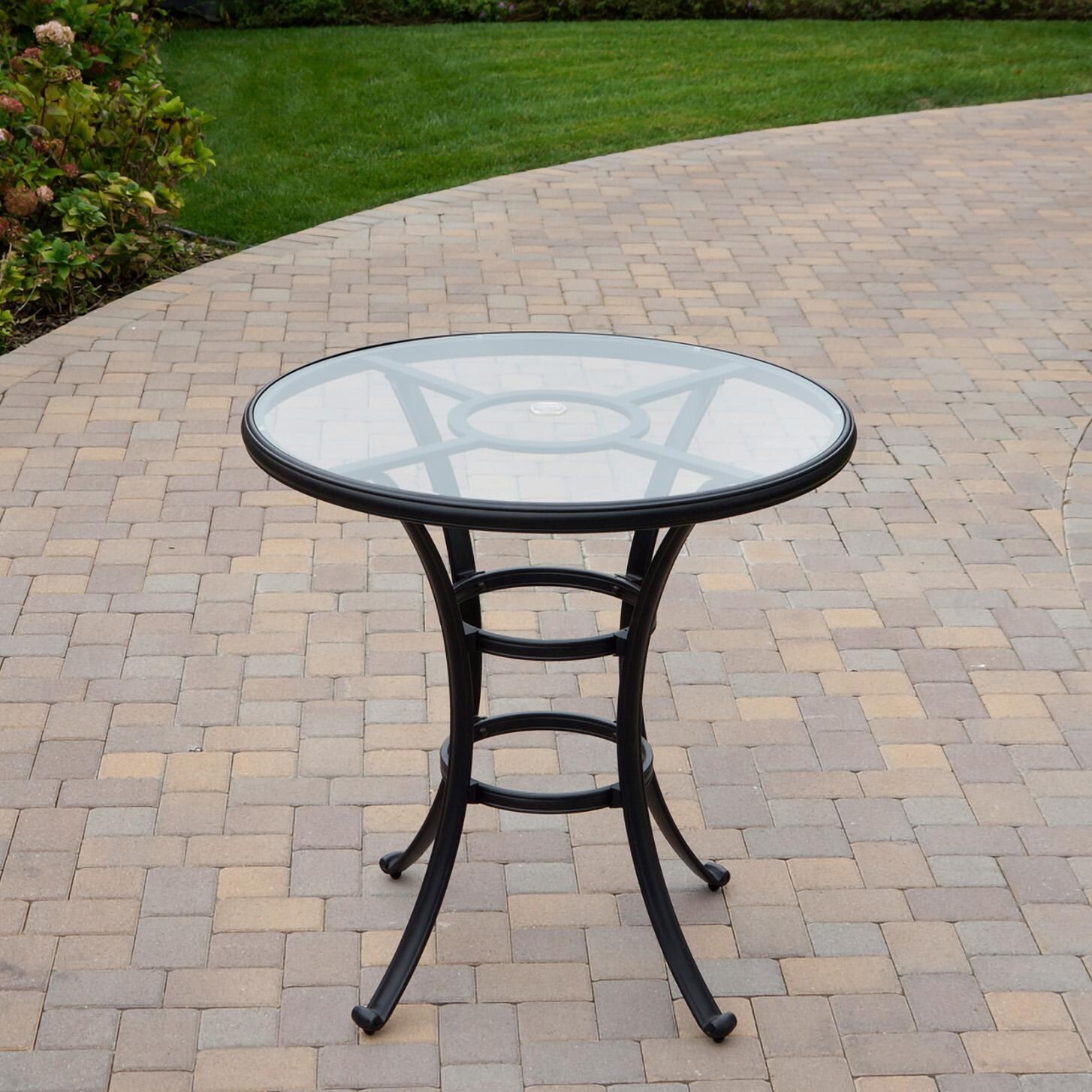 Darlee B/DL13-5PC-50F-S Nassau 5 Pc Cast Aluminum Bar Set in Antique Bronze w/ Sesame Cushions - Table - Lifestyle thumbnail