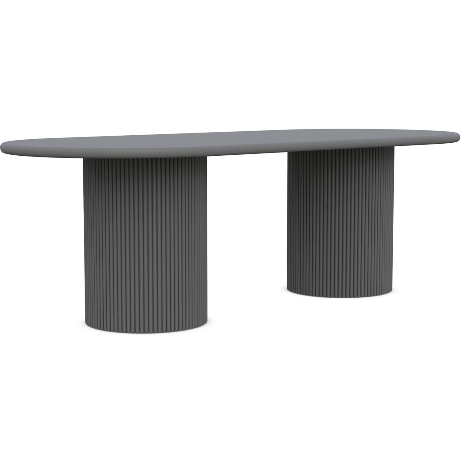 Azzurro Living Palma 96 Inch Charcoal Aluminum Dining Table - Angled - White Background thumbnail