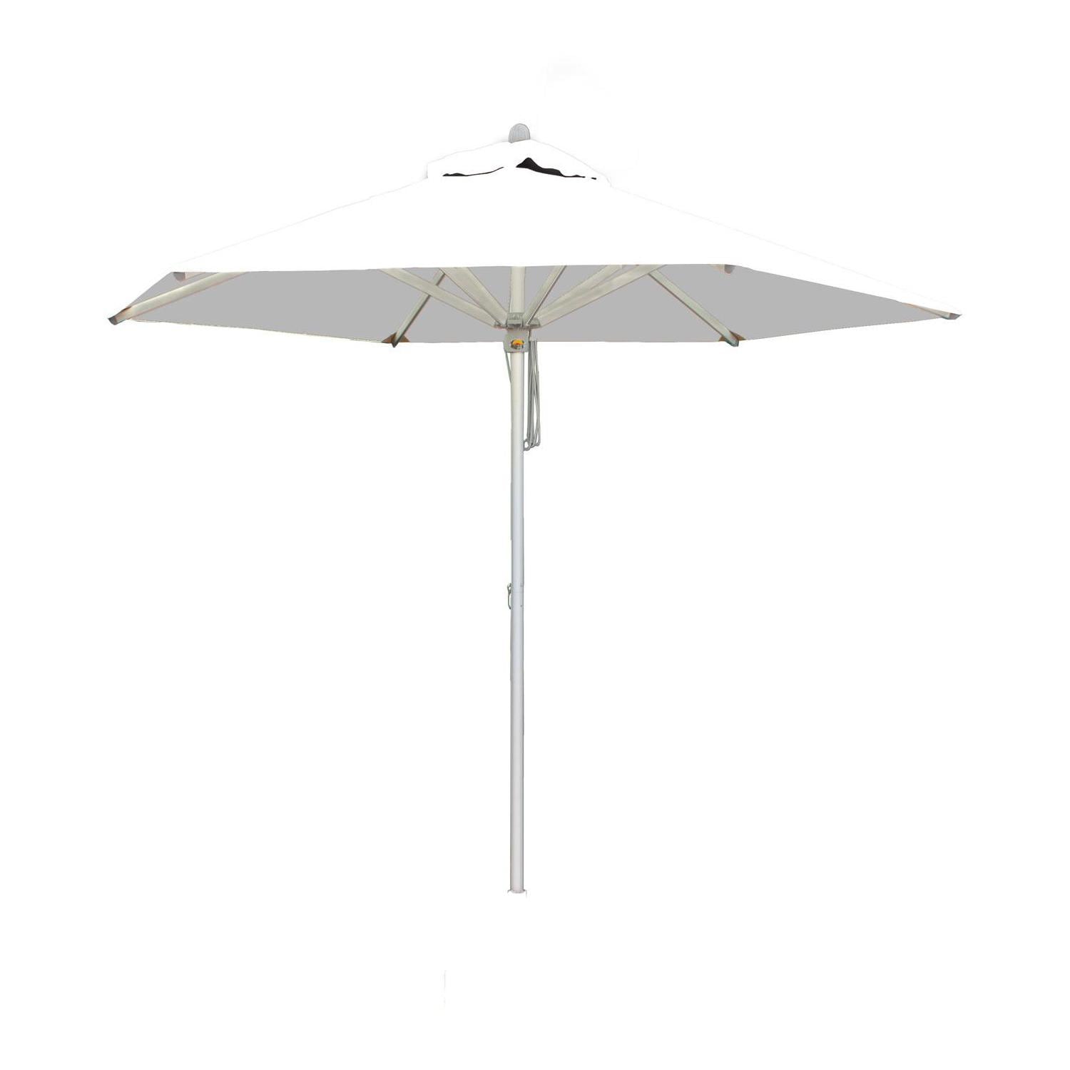 Bambrella 9 Ft. Hexagonal Aluminum Santa Ana Market Umbrella Set w/ In Ground Mount in Ice White - White Background thumbnail