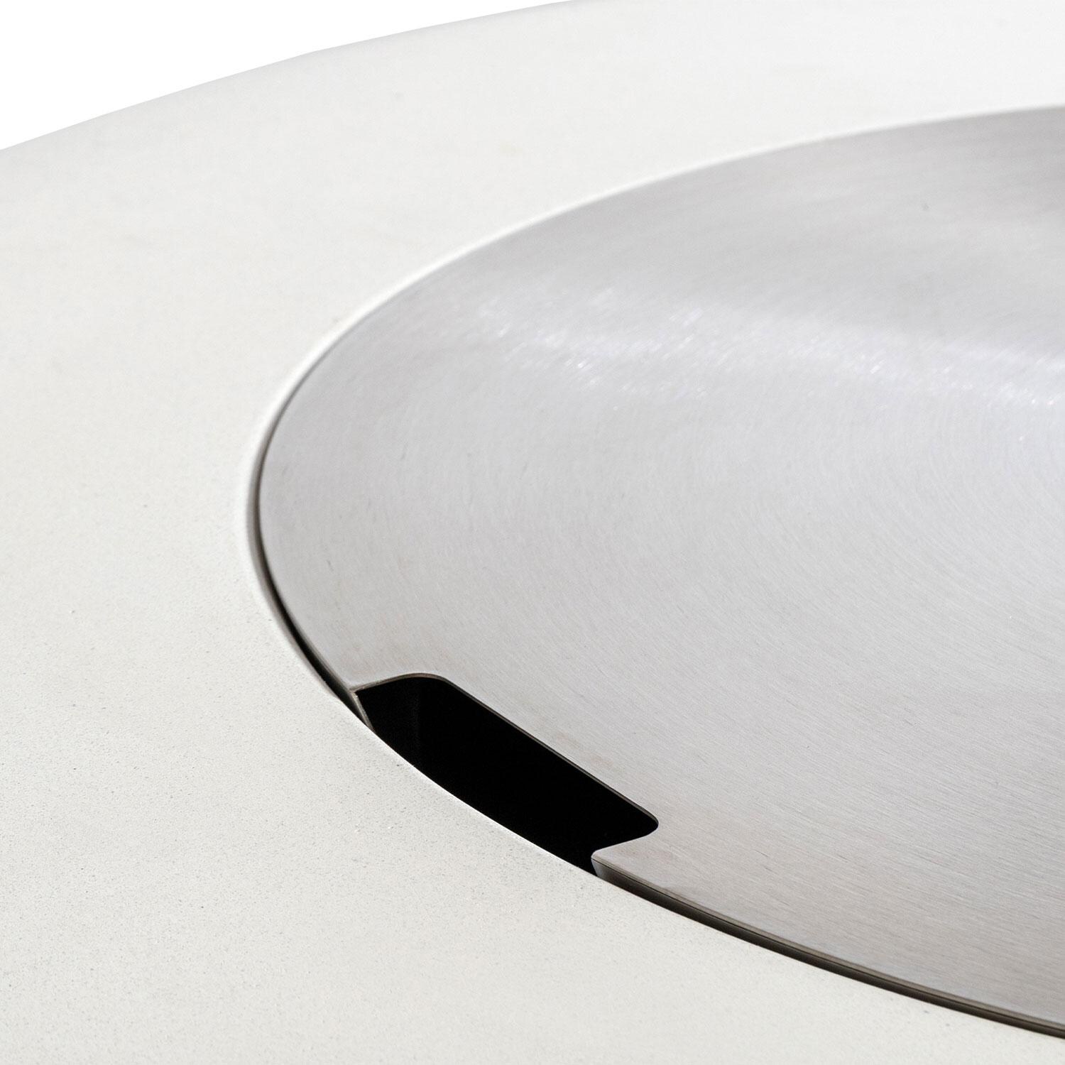 Glenwood 42-in Round Concrete Propane Gas Fire Pit w/ Access Door in White by Lakeview Outdoor Designs - Burner Lid - Detail thumbnail