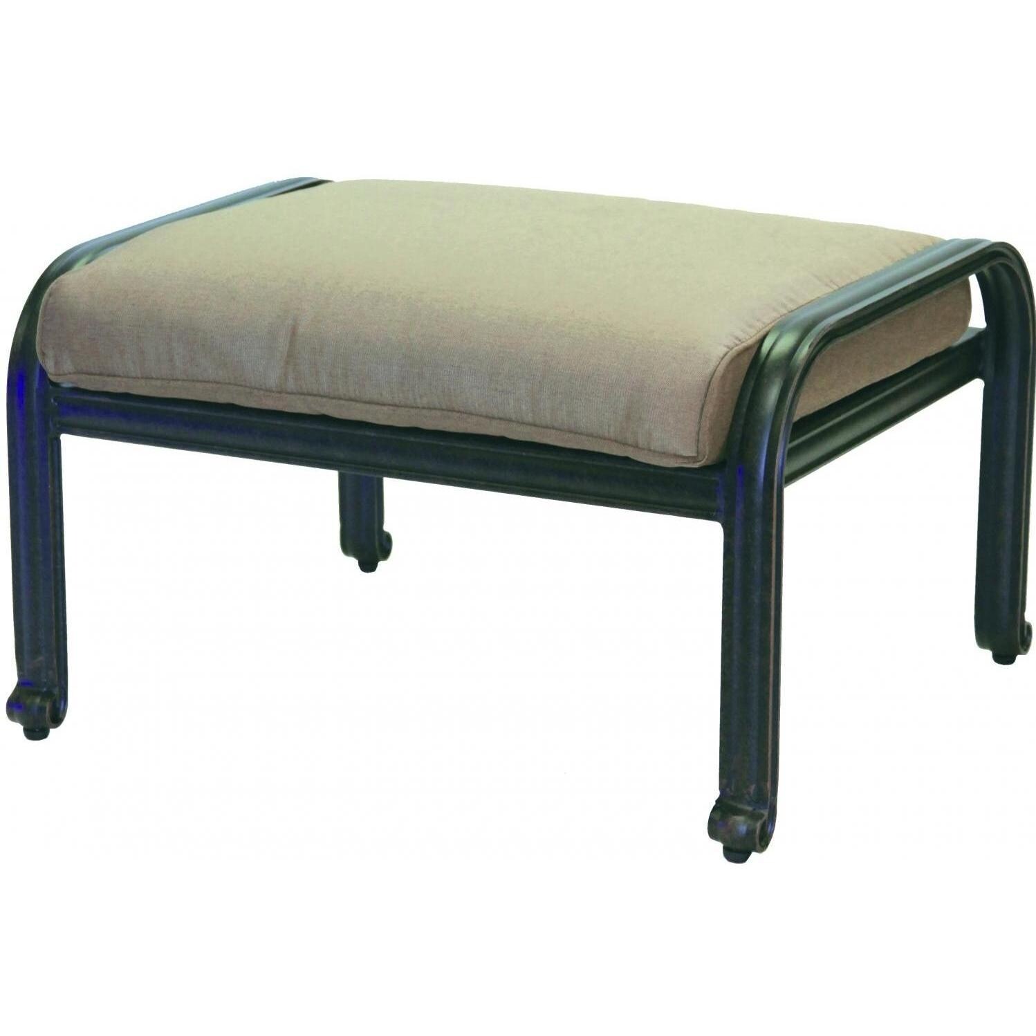Nassau Cast Aluminum Ottoman in Antique Bronze/Sesame by Darlee