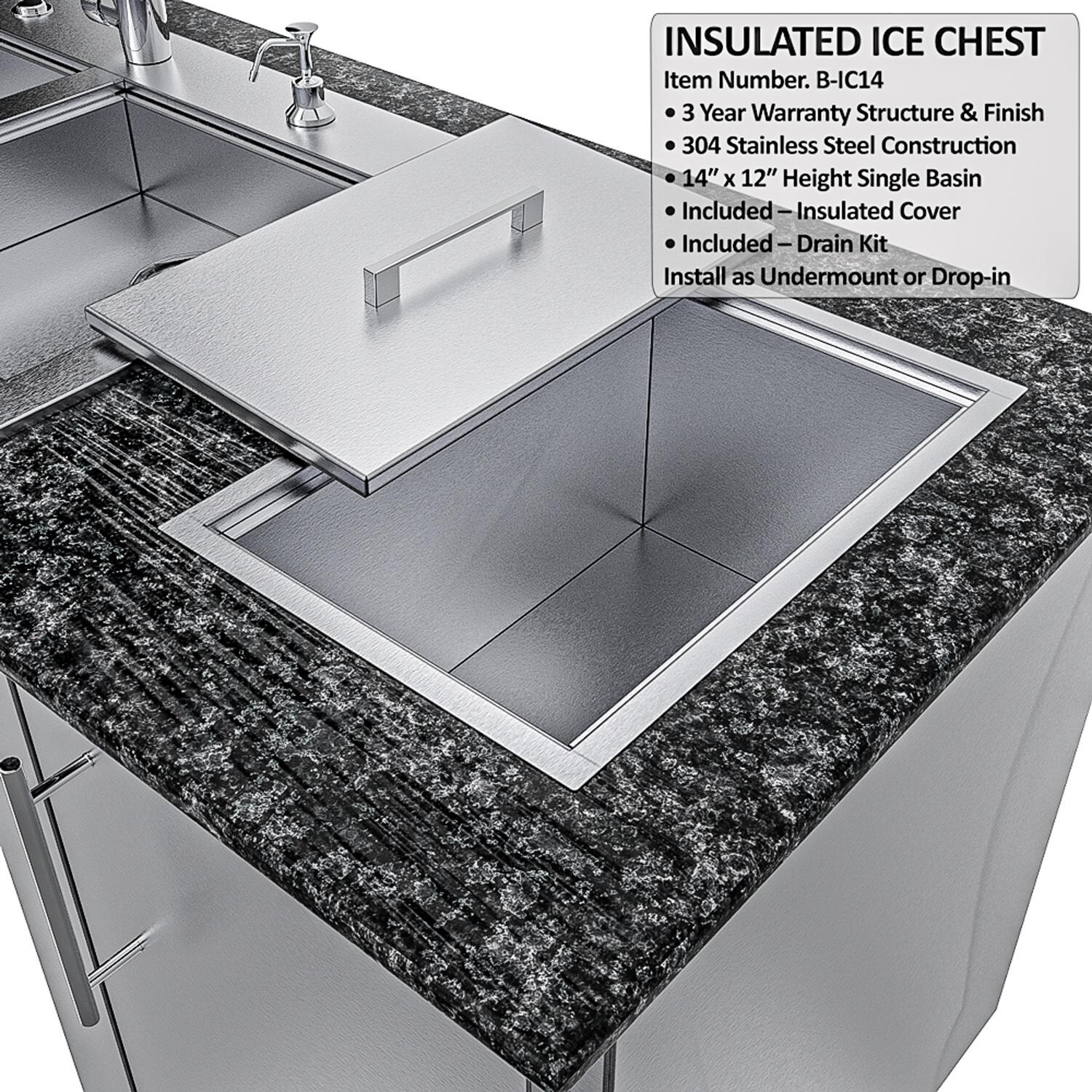 Sunstone Grills SCPSUMMIT10-LP Summit 10 Ft Outdoor Kitchen Island w/ Propane Grill & Side Burner, Sink, Door & Drawer - Insulated Ice Chest - Detail thumbnail