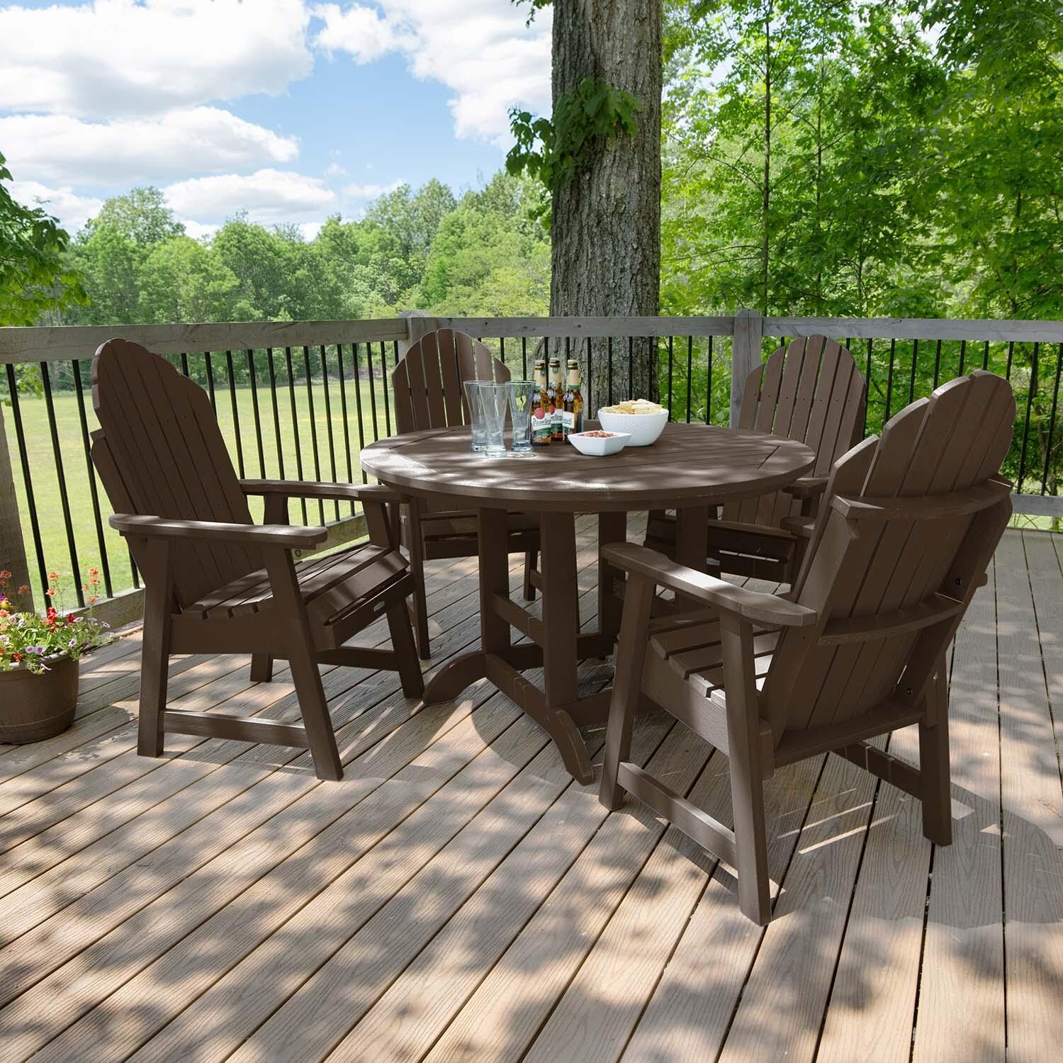 Dream Bay 5 Pc Recycled Plastic Dining Set in Weathered Acorn by Lakeview