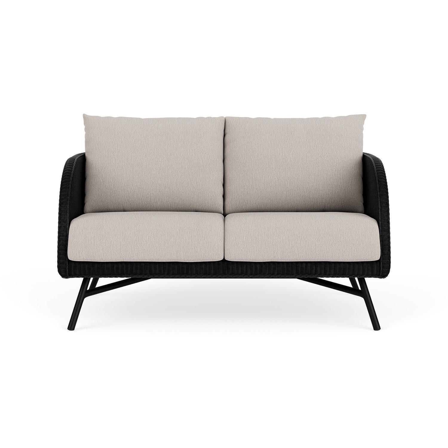 Essence Lloyd Loom Loveseat in Ebony/Remy Cloud by Lloyd Flanders