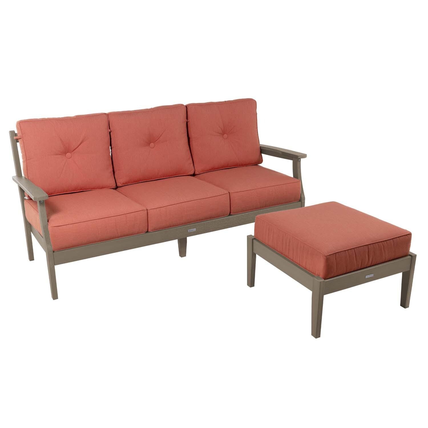 Blushing Bay 2 Pc Recycled Plastic Seating Set in Canvas Persimmon/Woodland Brown by Lakeview Outdoor Designs - White Background thumbnail