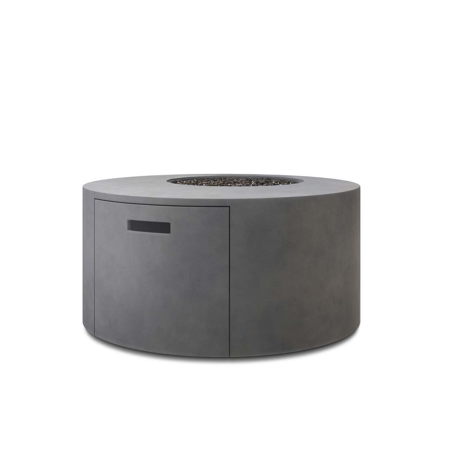 Bellino 42 Inch Round Aluminum Propane Fire Pit w/ Lid in Concrete Grey by Ebel - Open - White Background thumbnail