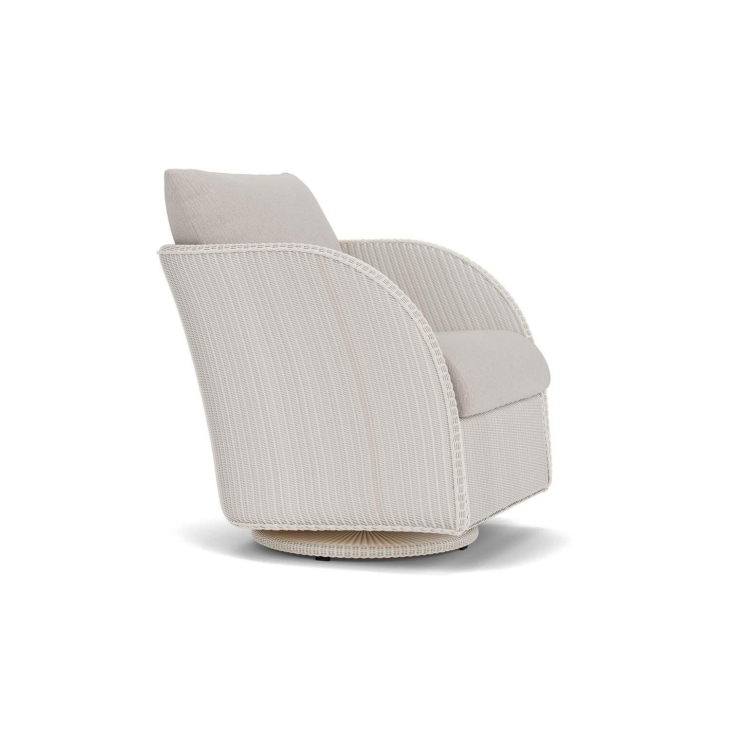 Lloyd Flanders Essence Swivel Glider Lounge Chair W/Remy Cloud Fabric - Antique White Finish - Angled thumbnail