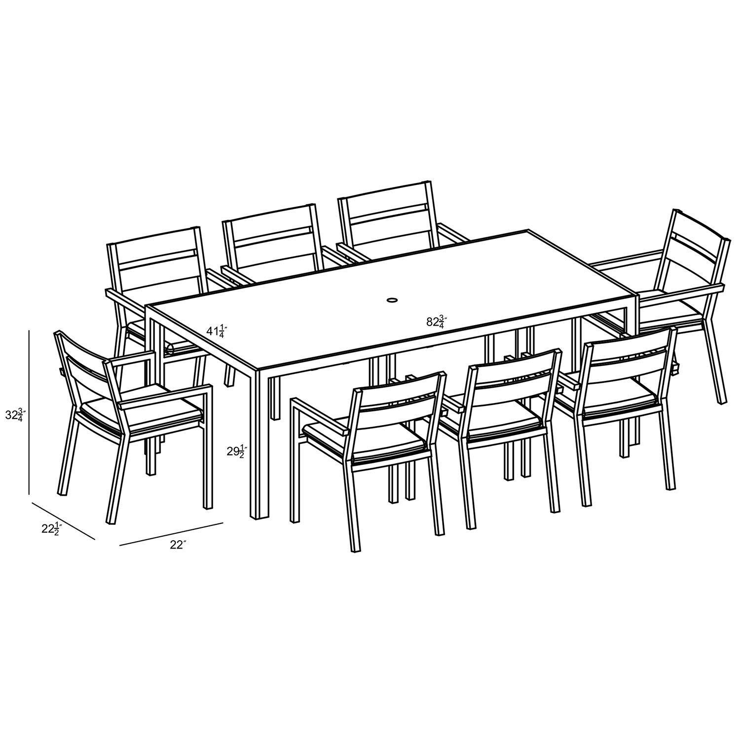 Calm Bay 9 Pc Rectangular Dining Set in Black/Canvas Charcoal by Lakeview - Dimensional 1 thumbnail