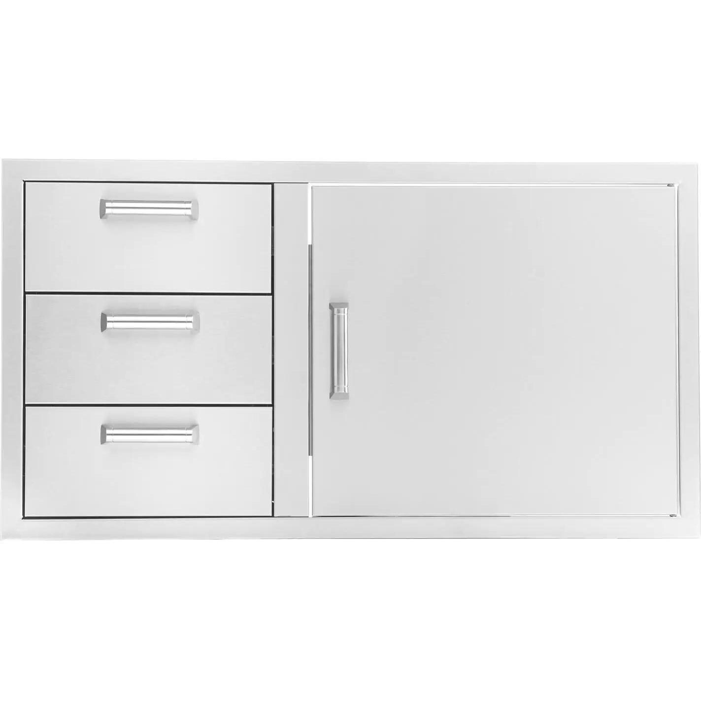 BBQGuys Signature 39 Inch Stainless Steel Reversible Access Door & Triple Drawer Combo - Contempo - BBQ-260-DDC-39-H