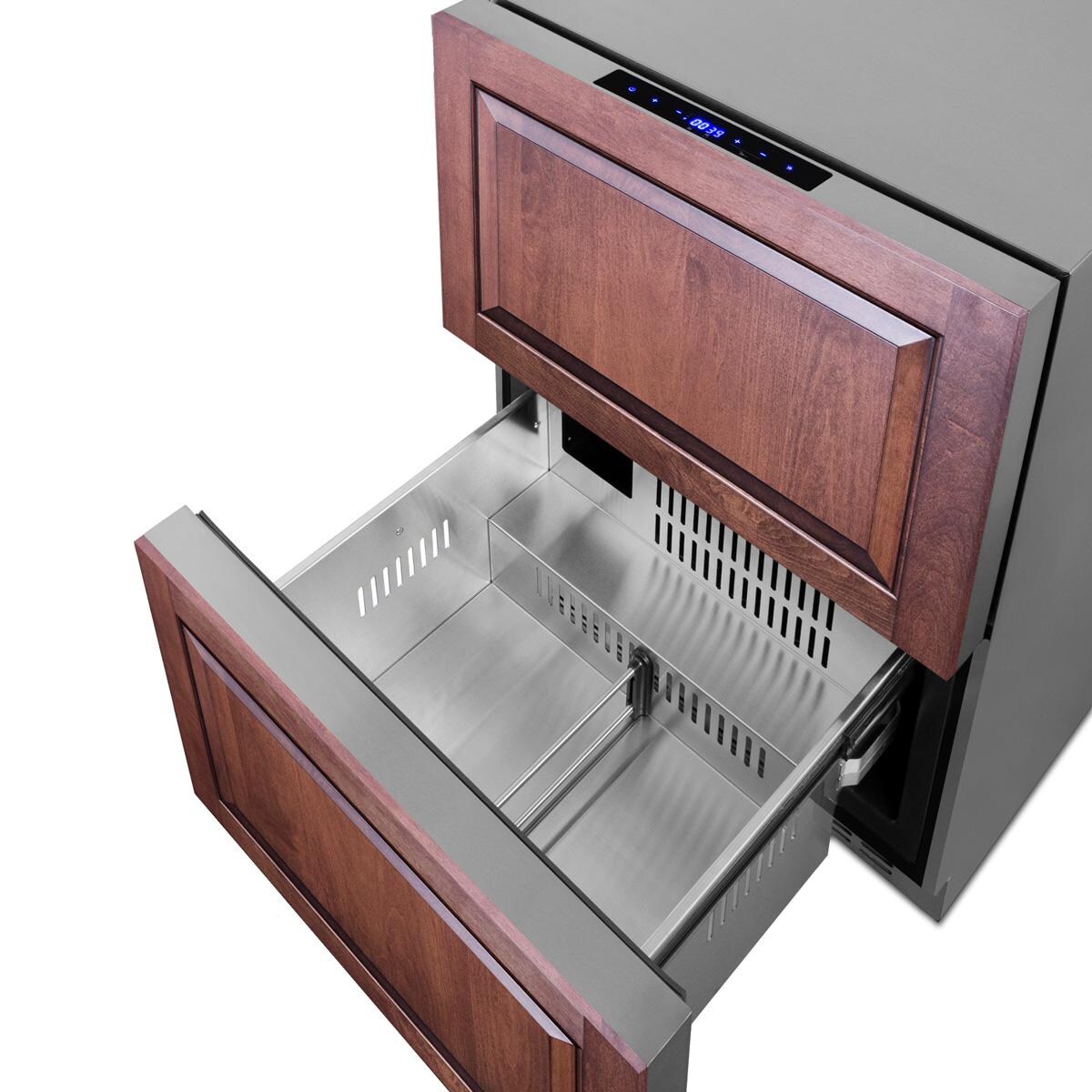 Summit ADRF244CSS 24-Inch 3.32 Cu. Ft. 2-Drawer Refrigerator-Freezer - Custom Panel - Bottom Drawer Open thumbnail