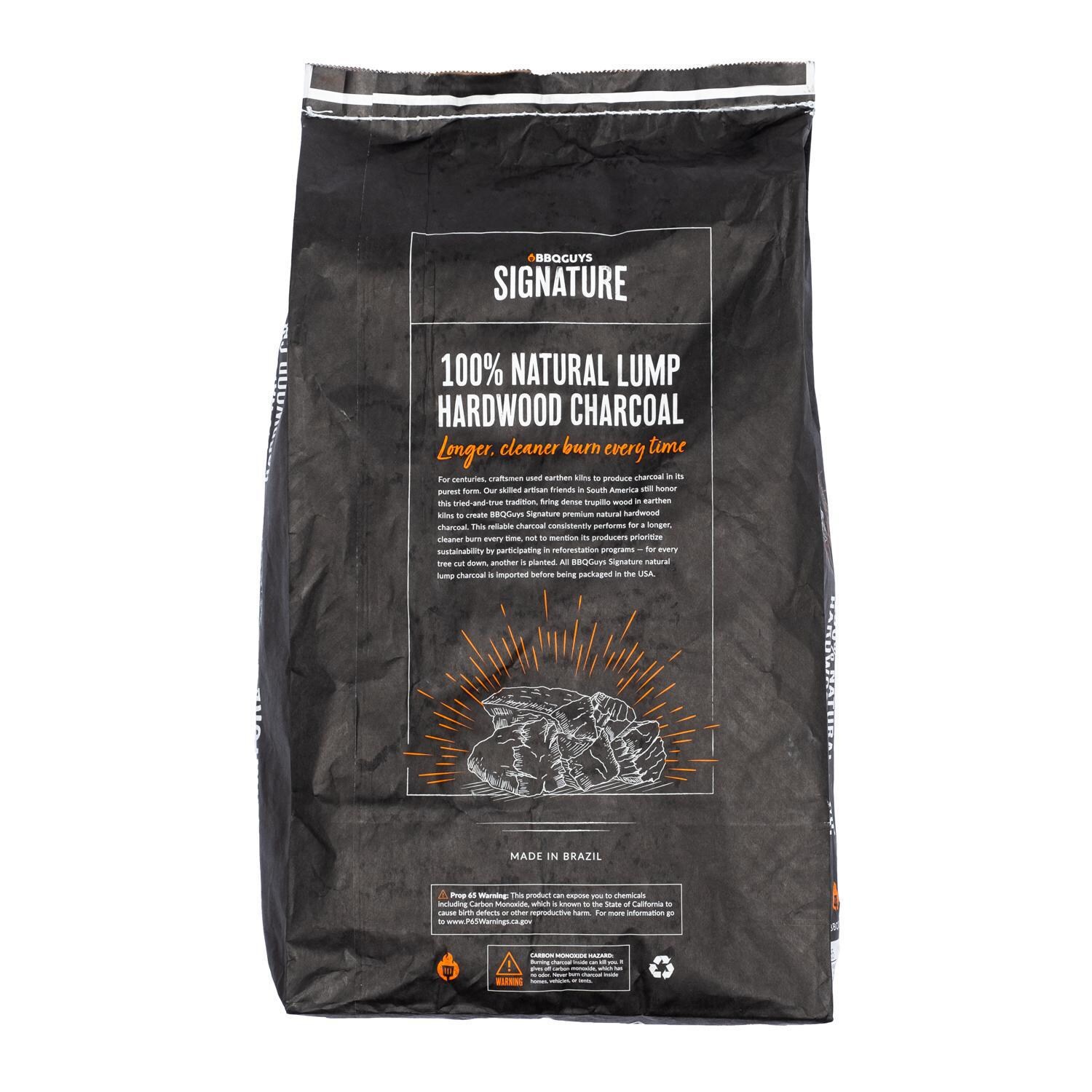 BBQGuys Signature BBQ-CHR-20 20 Lb. Natural Lump Hardwood Charcoal - Back of Bag thumbnail