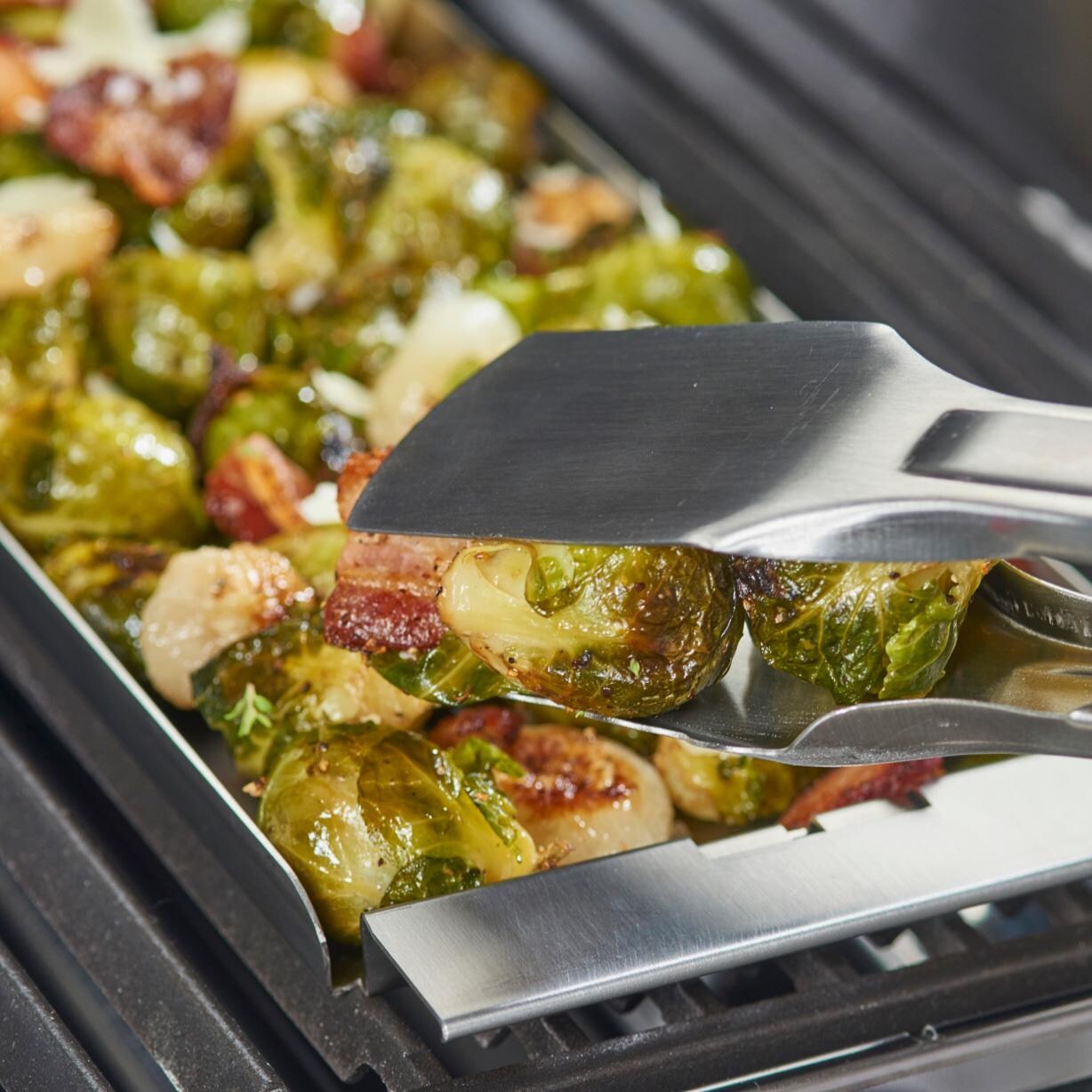 Broil King Stainless Steel Narrow Grill Topper - 69722 - On Grill Up Close - Detail thumbnail