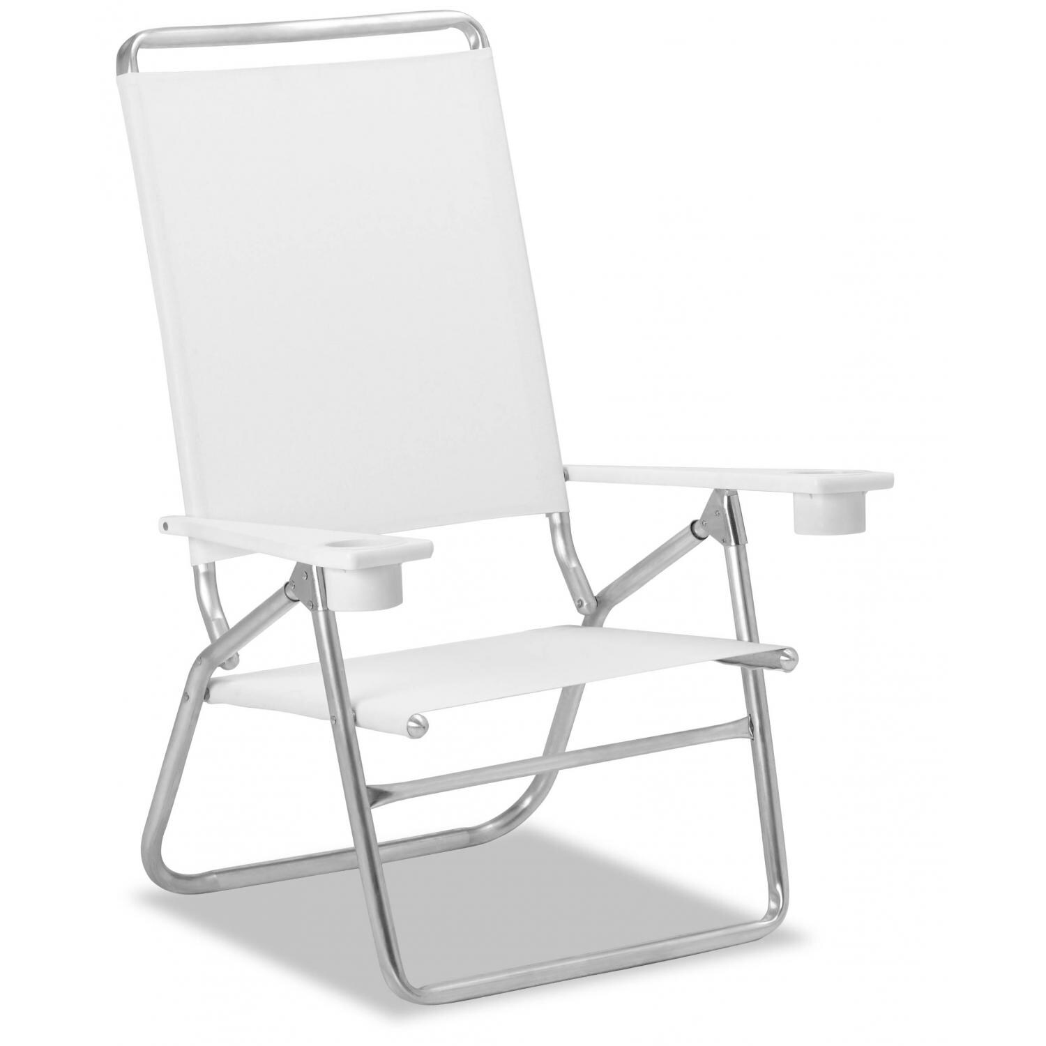 Light N Easy High Boy Folding Aluminum Beach Chair With Cupholders By Telescope Casual - White thumbnail